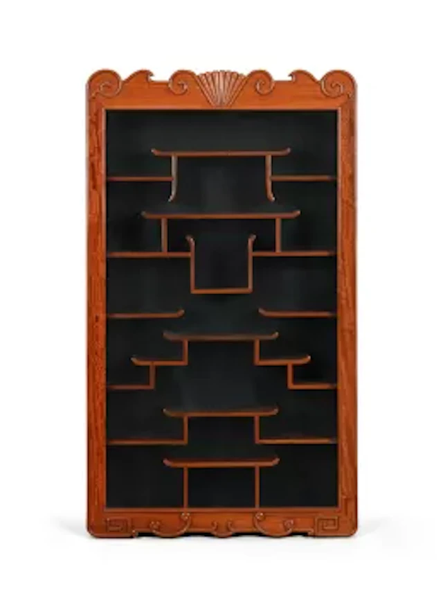 A Chinese wood snuff bottle display cabinet, 20th century