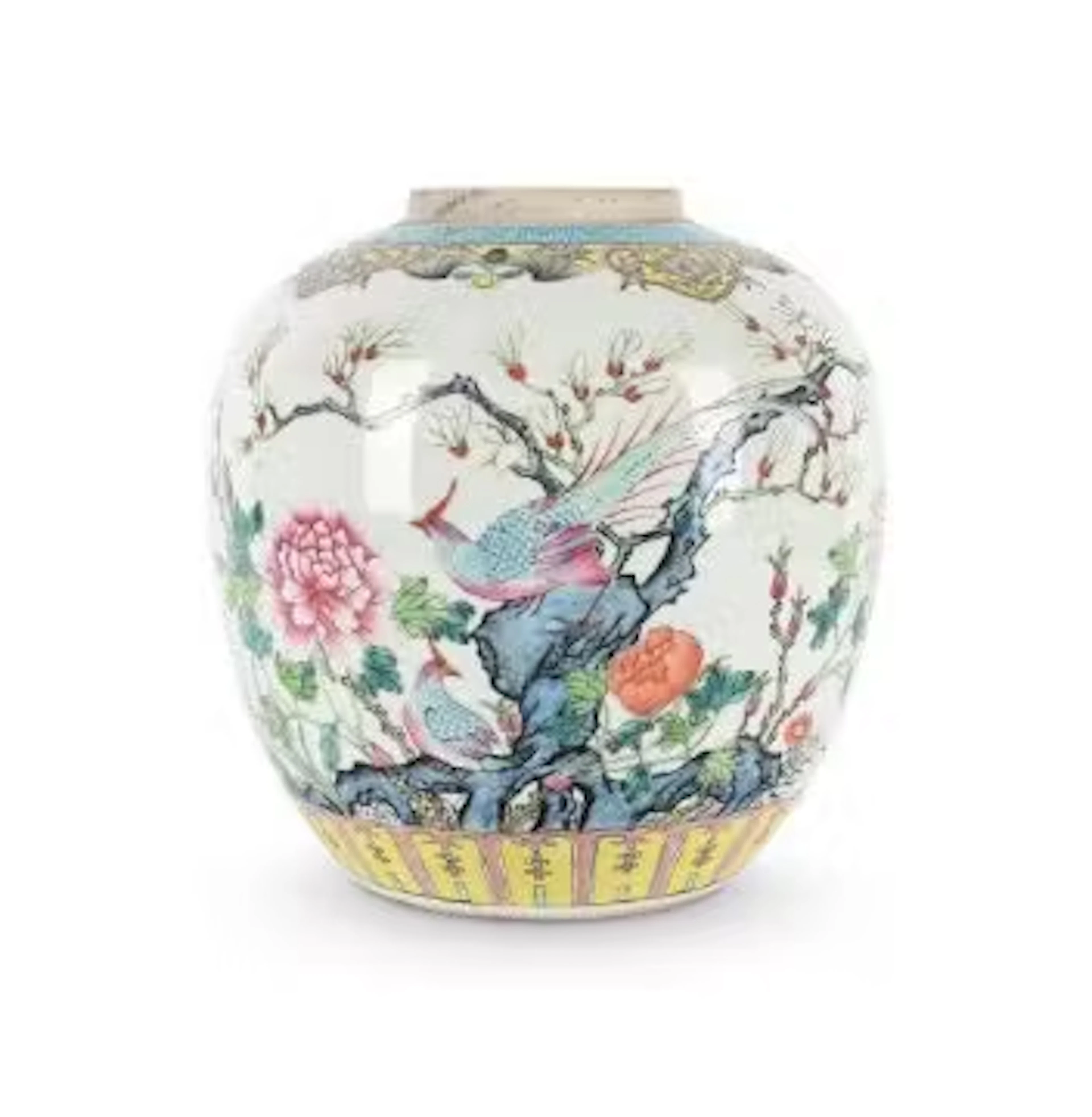 A Chinese Famille Jaune ginger jar