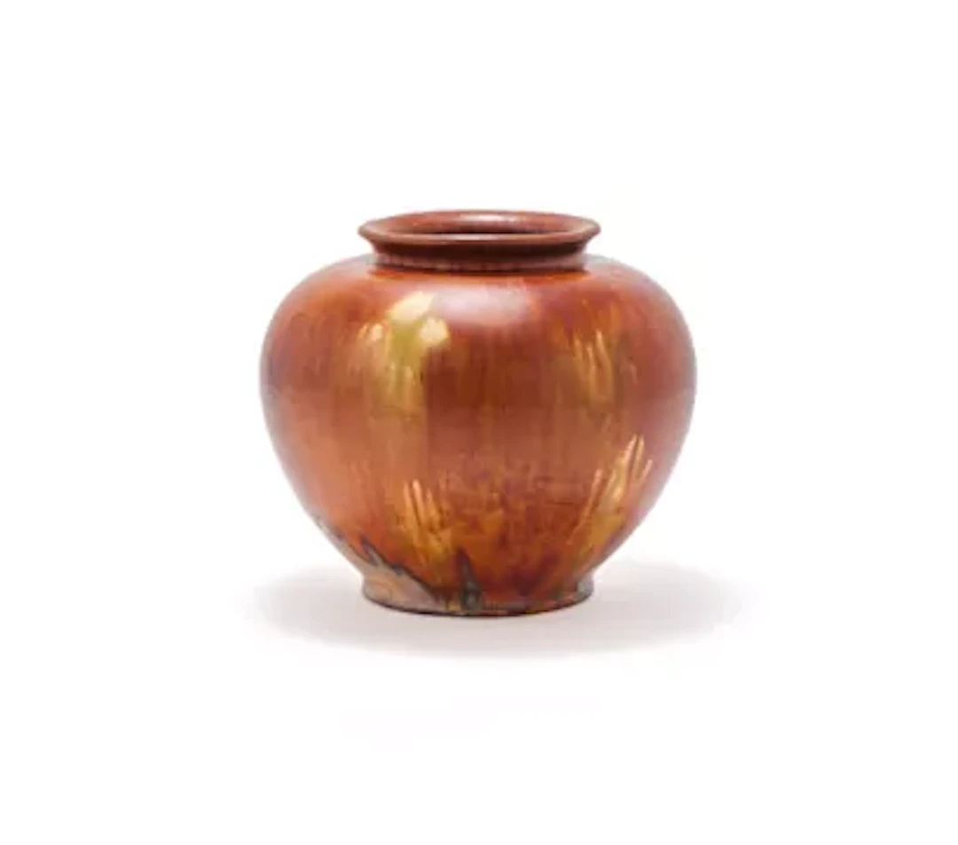 A Chinese amber and green and yellow sancai vase, Possibly Tang dynasty
