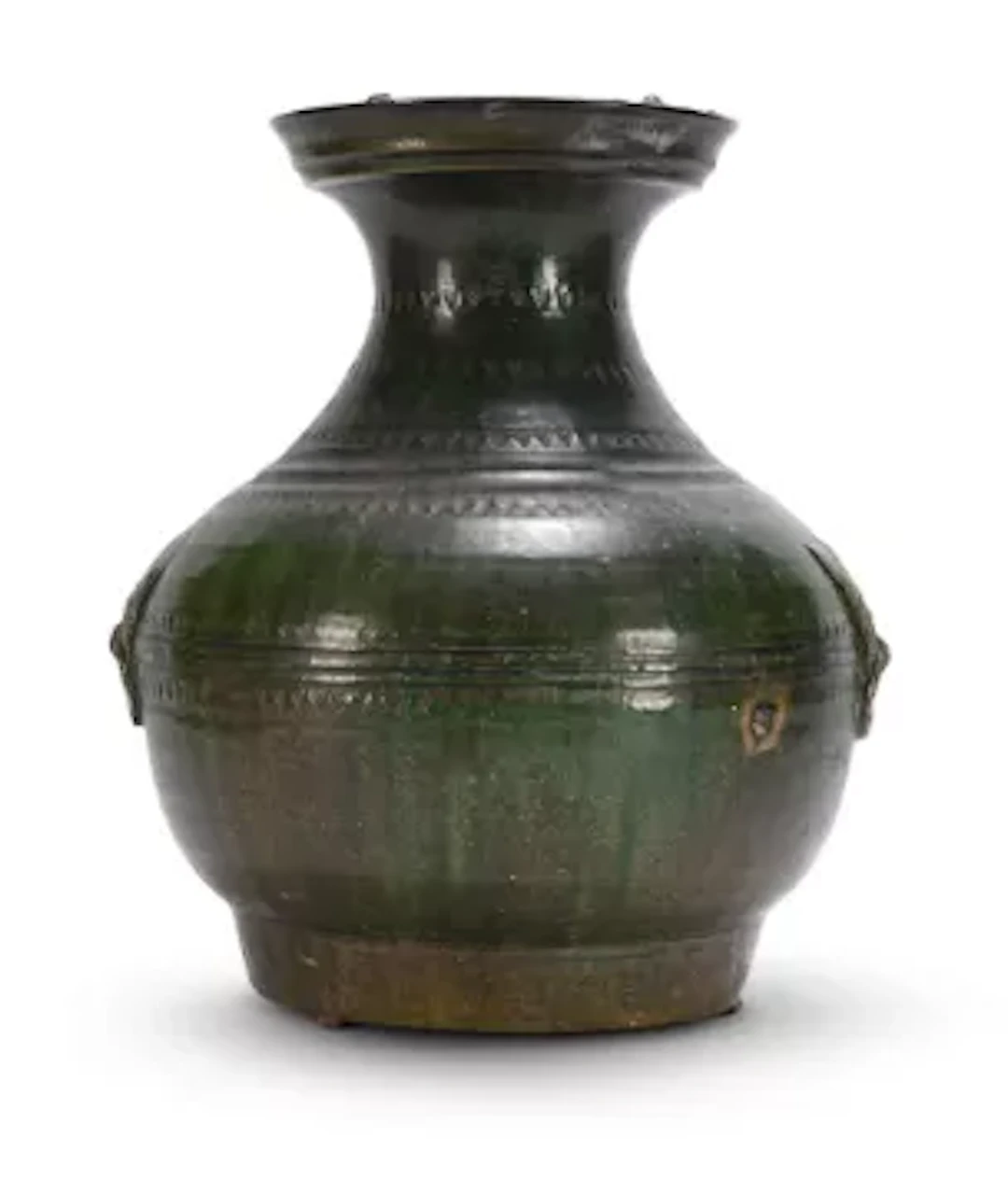 A large pottery green glazed hu vase, Han dynasty (206 BC-AD 220)