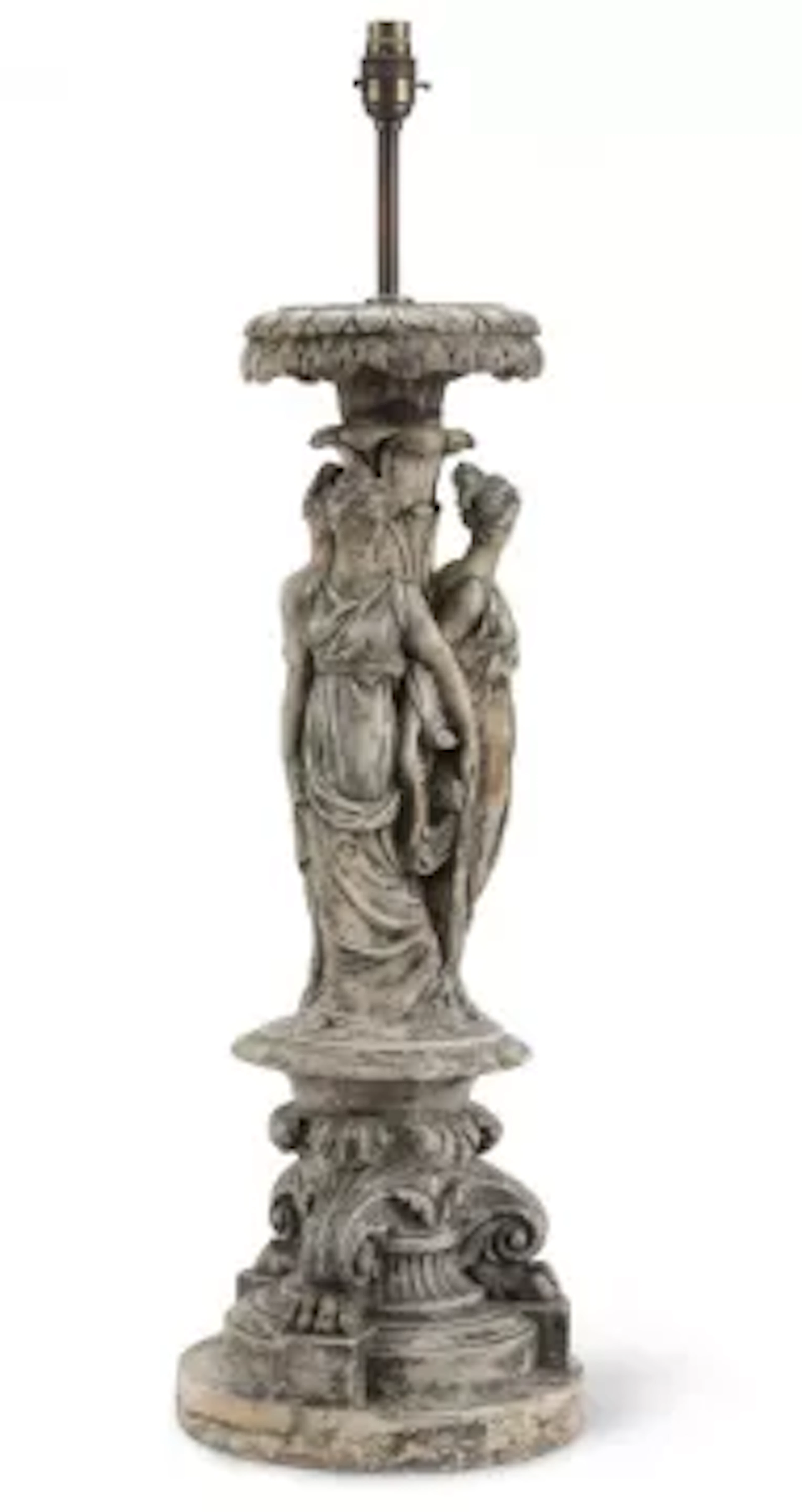 HUMPHREY HOPPER, A PLASTER 'THREE GRACES' TABLE LIGHT, DATED 1807