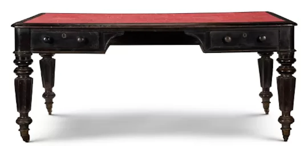 ‡ AN EBONISED WRITING TABLE, BY CURRIE & CO, CALCUTTA, CIRCA 1840