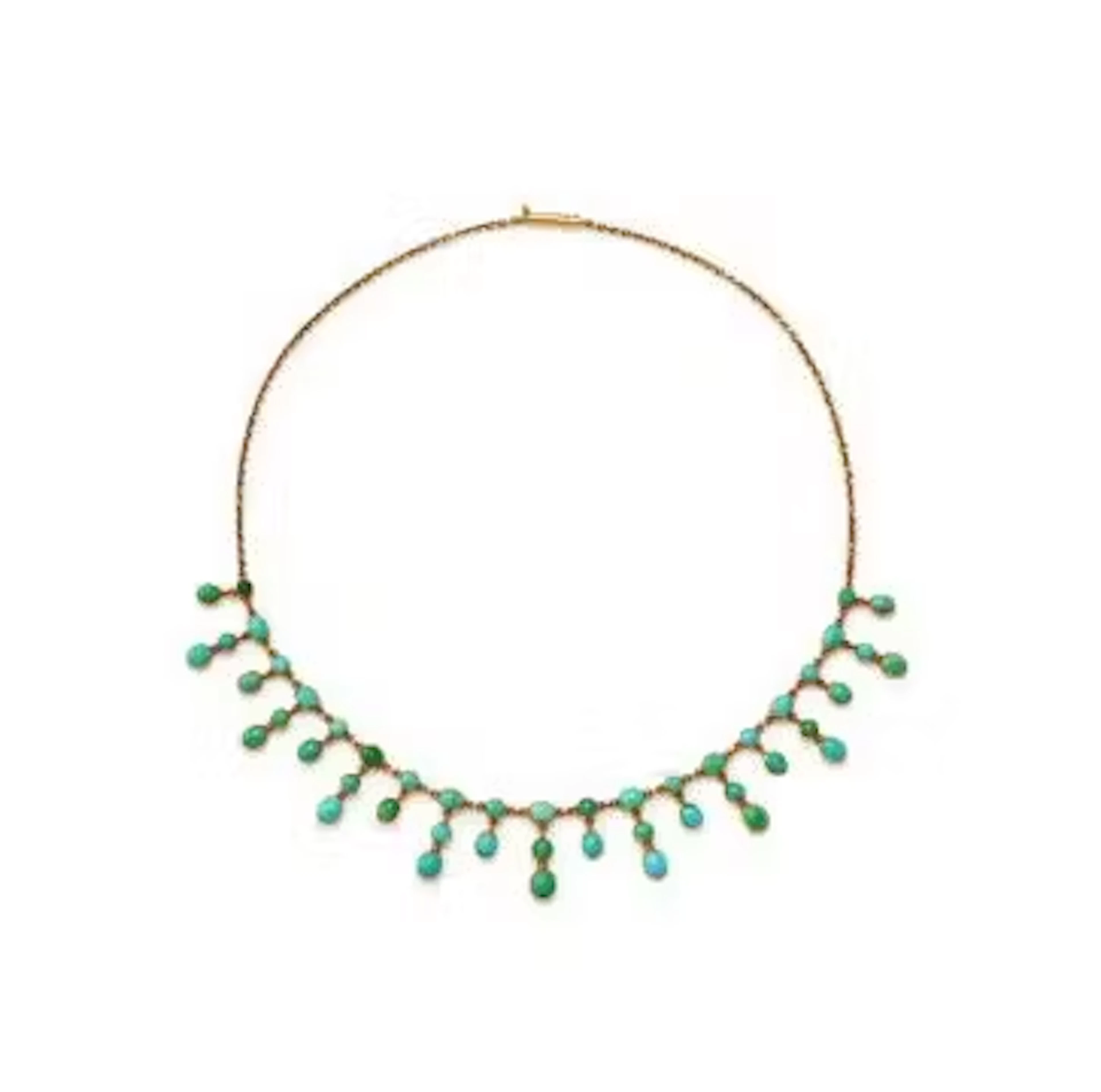 A LATE VICTORIAN TURQUOISE FRINGE NECKLACE