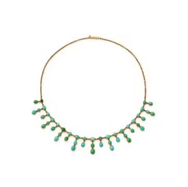 A LATE VICTORIAN TURQUOISE FRINGE NECKLACE