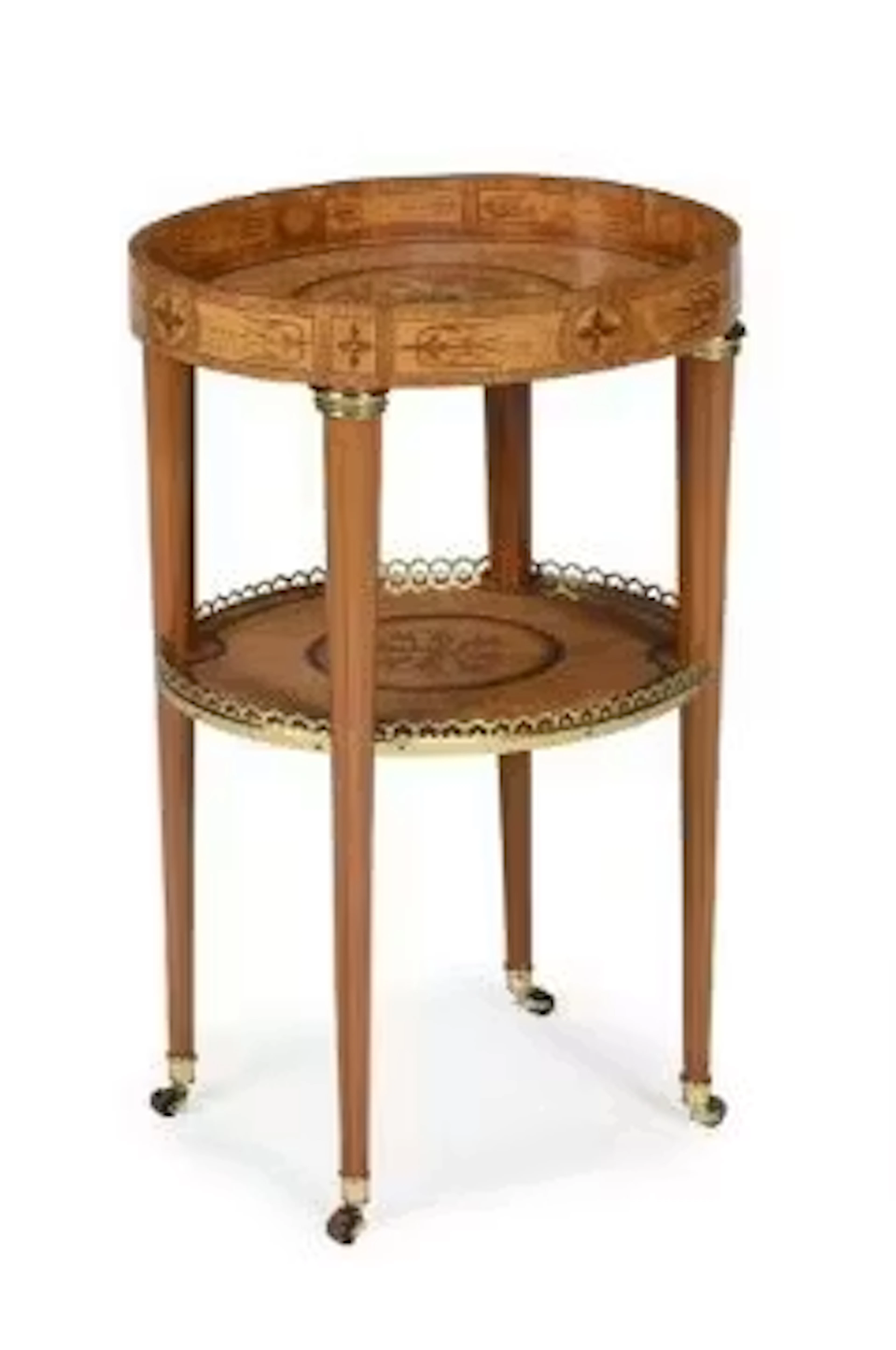Y A LOUIS XVI ORMOLU MOUNTED SATINWOOD, TULIPWOOD AND EBONY MARQUETRY