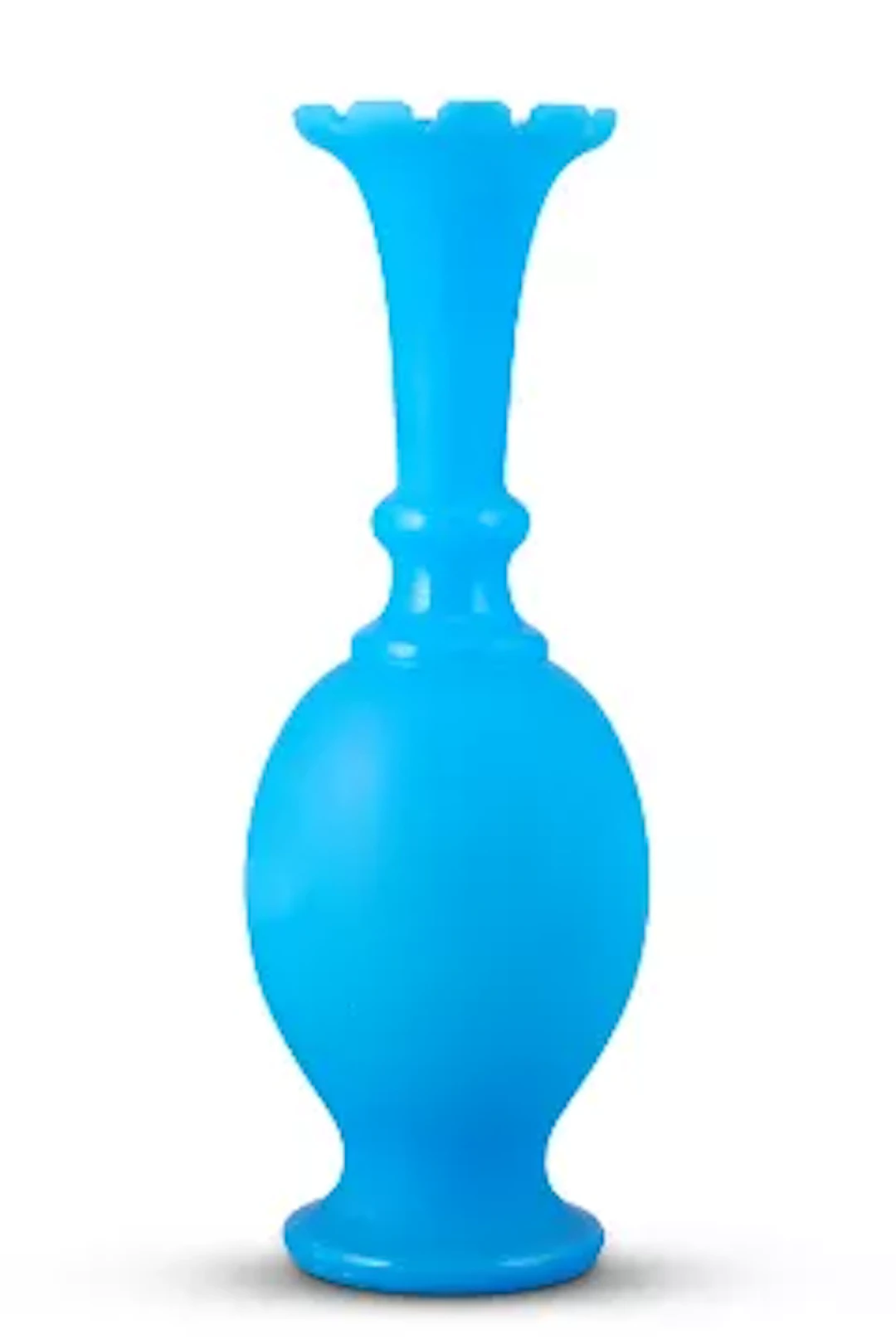 A FRENCH OPALINE-BLUE GLASS VASE, LATE 19TH CENTURY