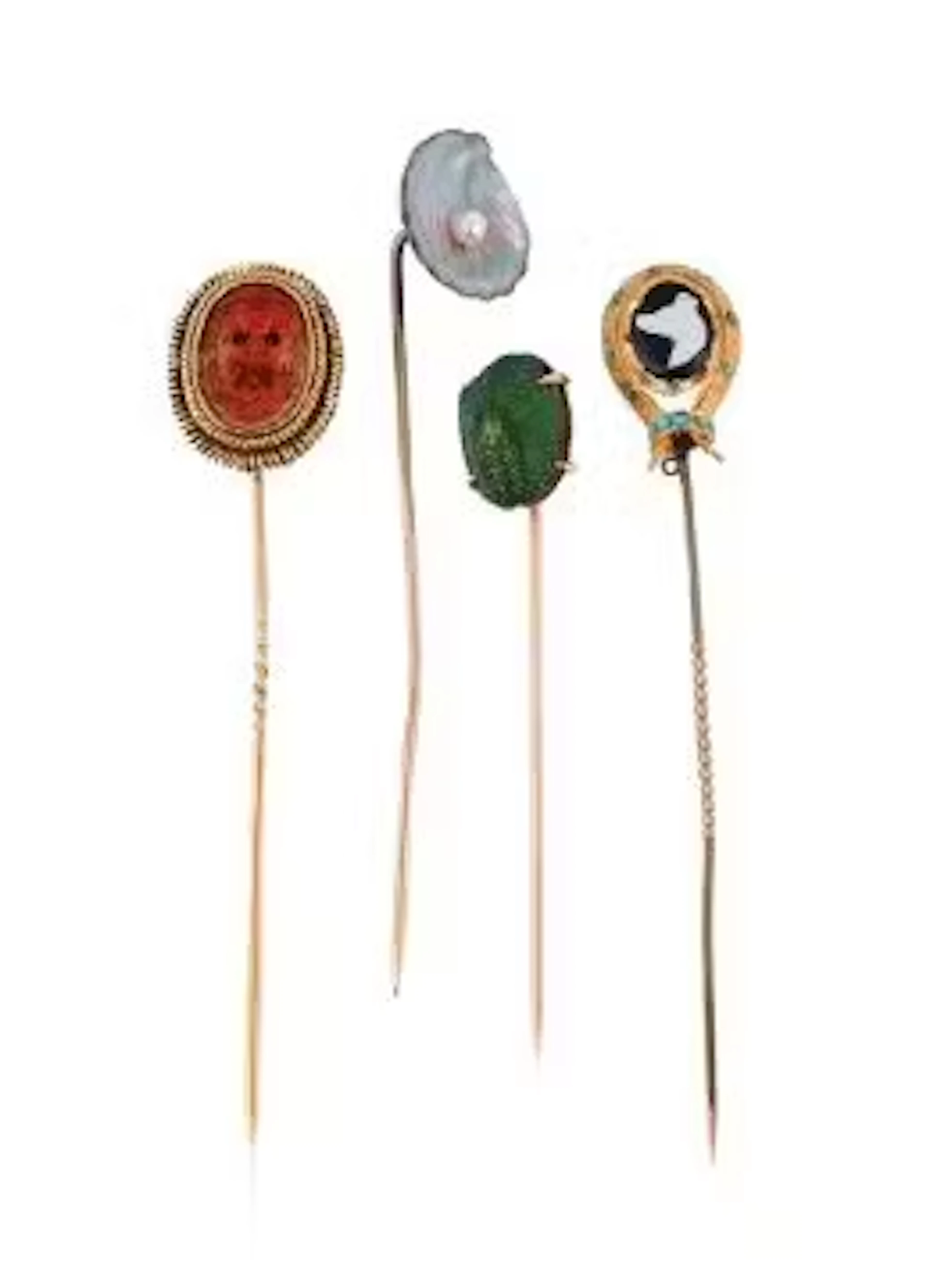 FOUR ANTIQUE STICKPINS