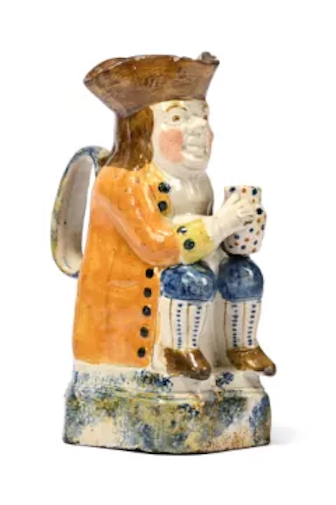 A PRATT TYPE PEARLWARE TOBY JUG, PROBABLY YORKSHIRE, CIRCA 1800