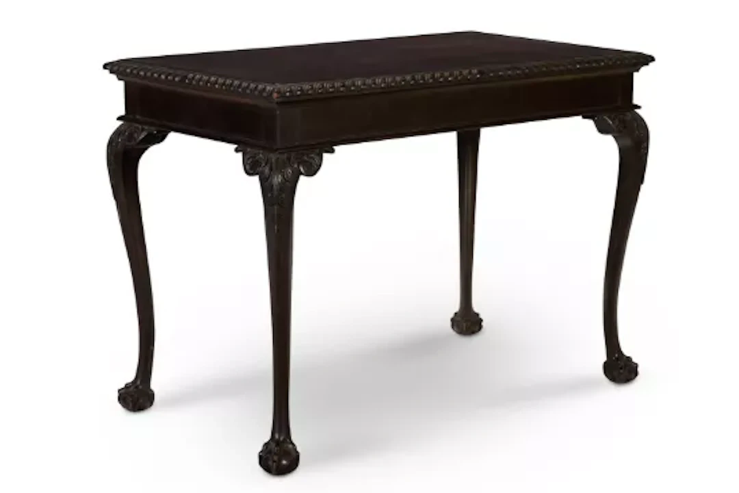 A LACQUERED HARDWOOD CENTRE TABLE, BY CHATTERJEE FURNISHING, CALCUTTA
