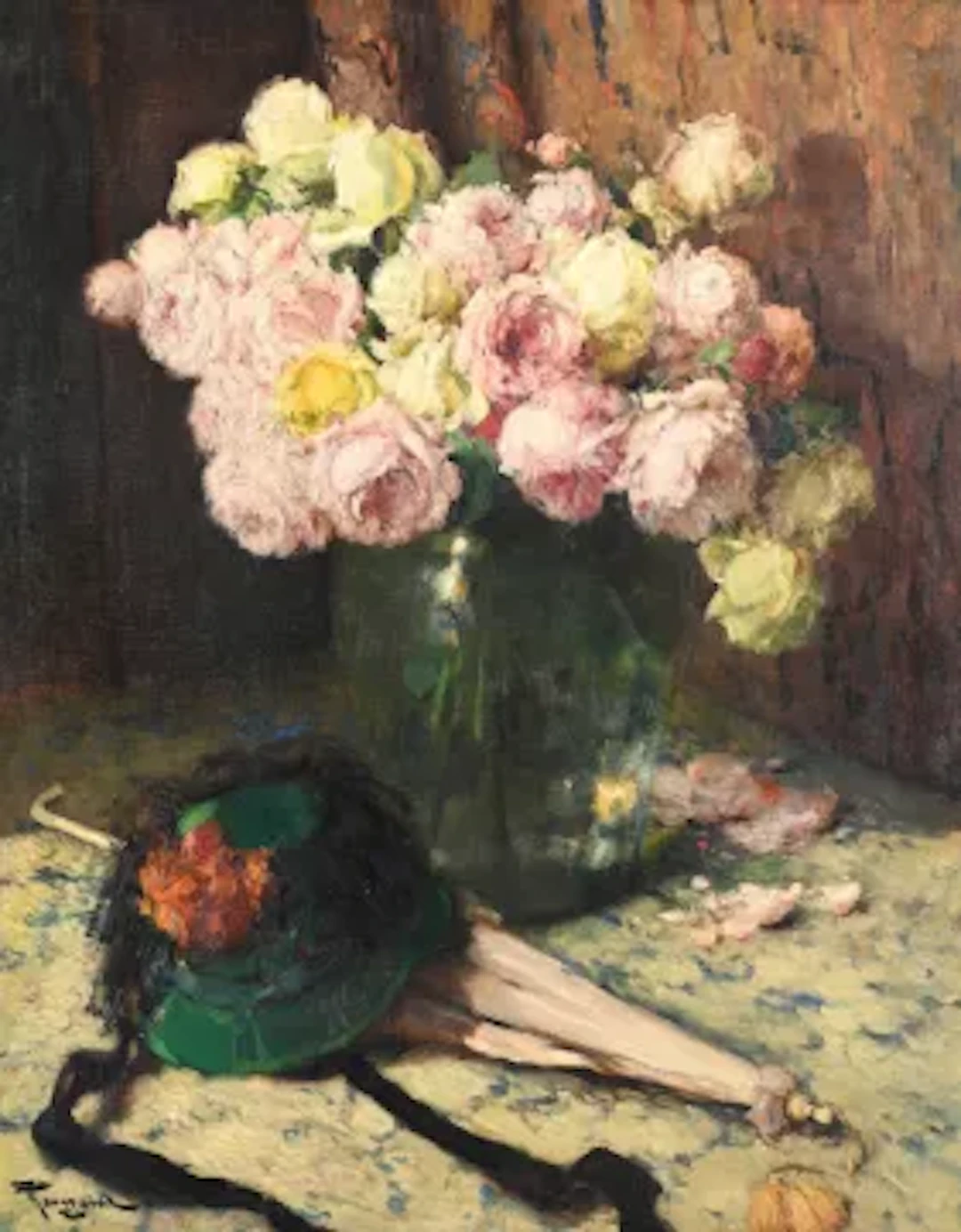 FERNAND TOUSSAINT (BELGIAN 1873-1955/6), STILL LIFE WITH ROSES, A