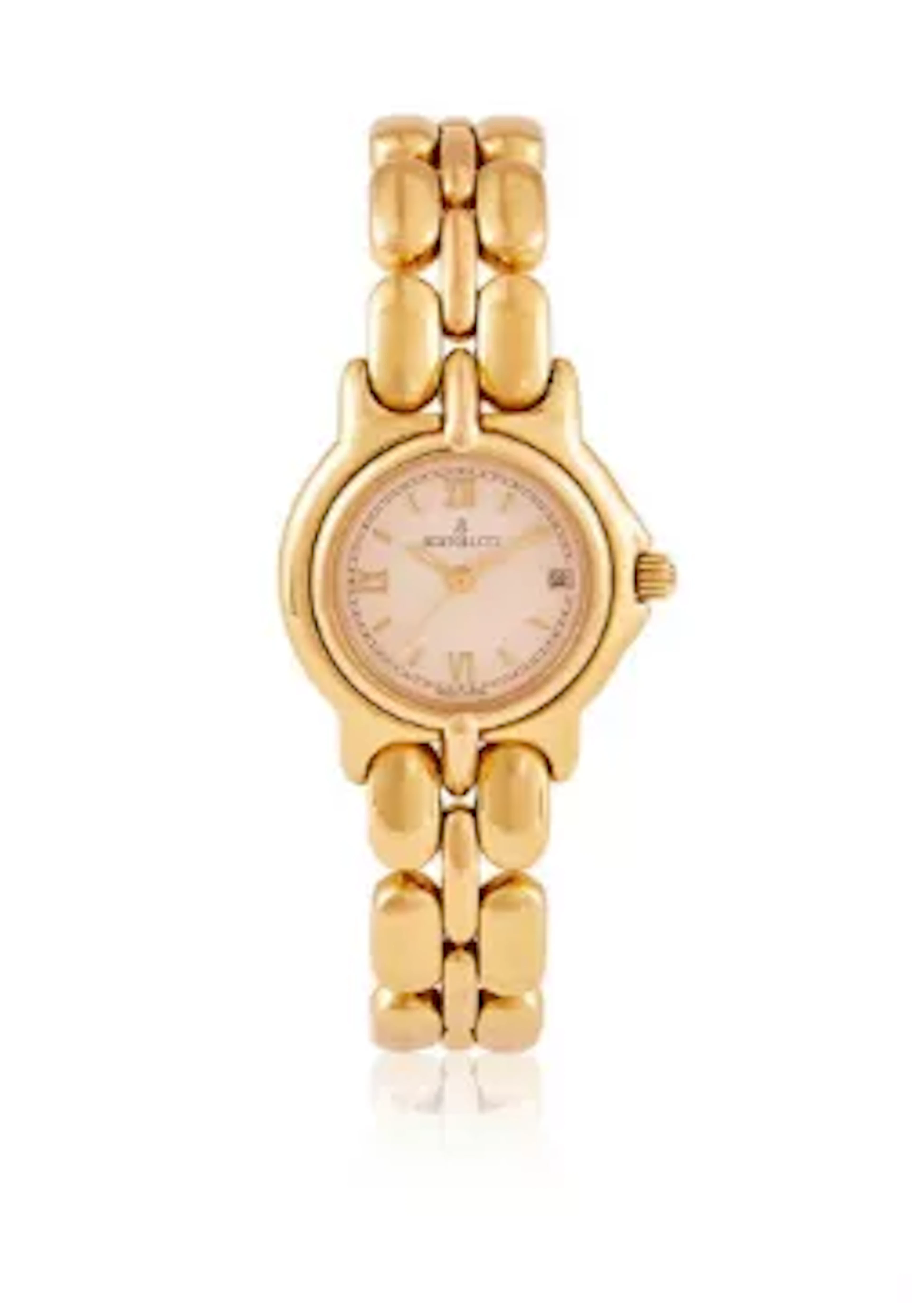 BERTOLUCCI, REF. 3760, A LADY'S 18 CARAT GOLD BRACELET WATCH WITH DATE