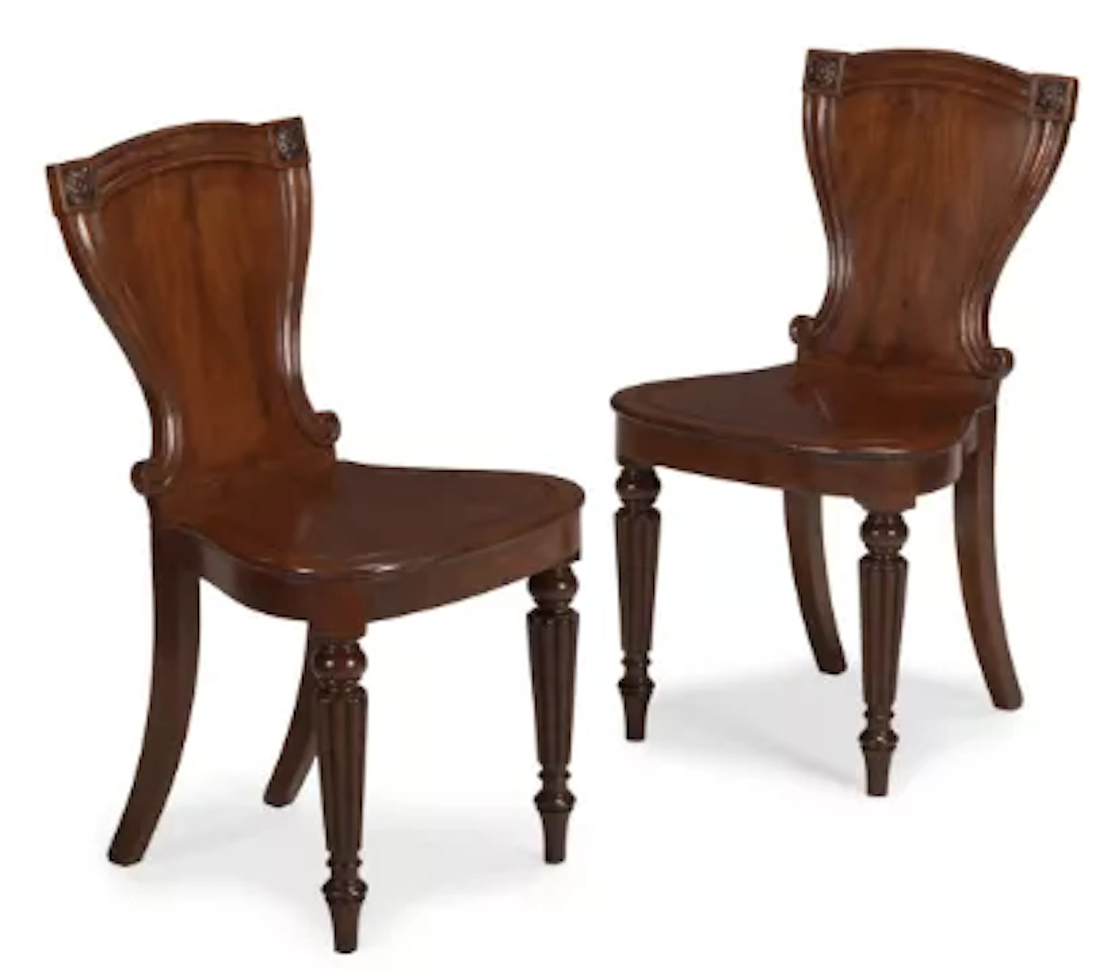 A PAIR OF REGENCY MAHOGANY HALL CHAIRS, ATTRIBUTED TO GILLOWS, CIRCA 1815