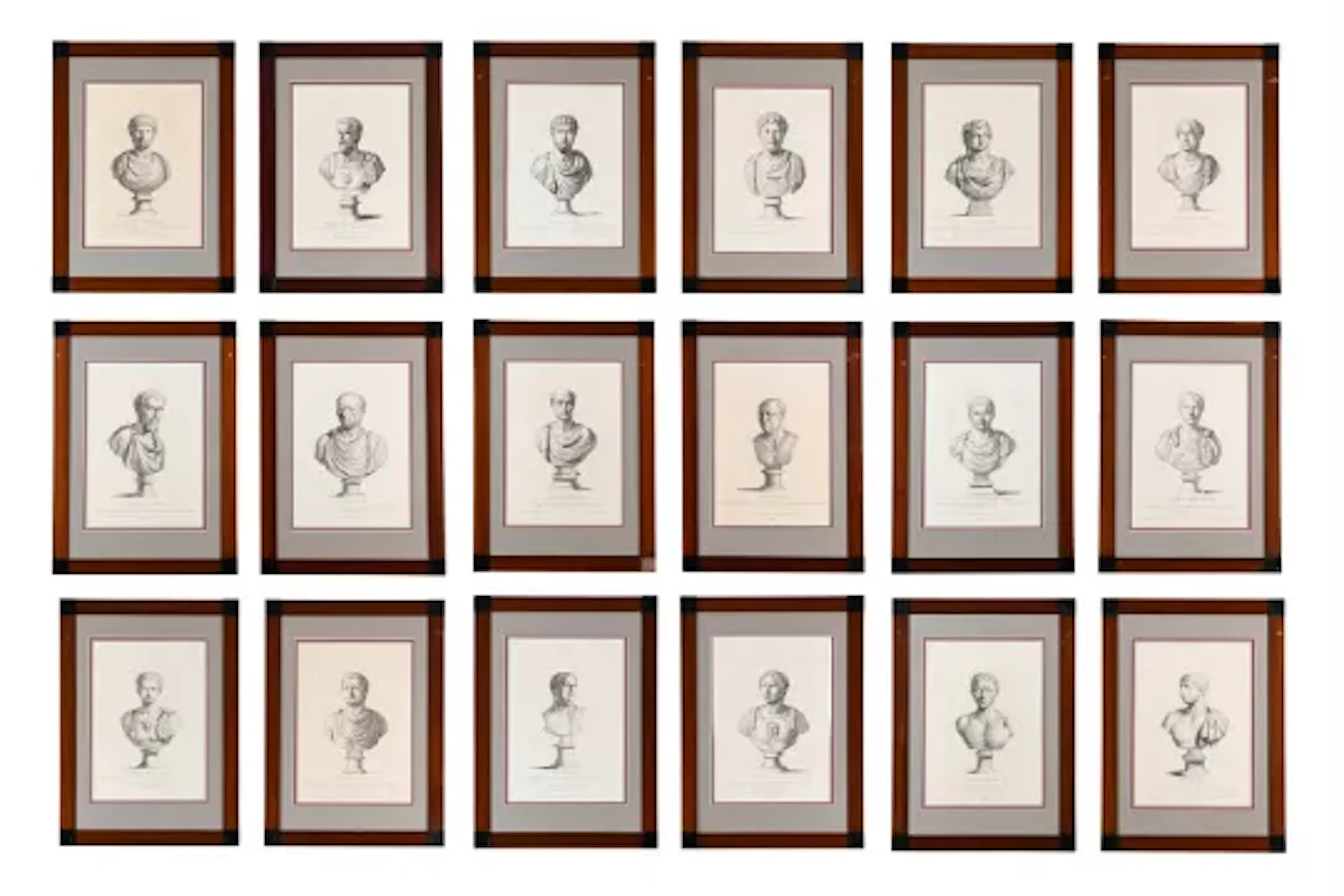 AFTER ANTONIO MARIA ZANETTI, A SET OF EIGHTEEN PRINTS OF BUSTS OF EMPERORS (18)
