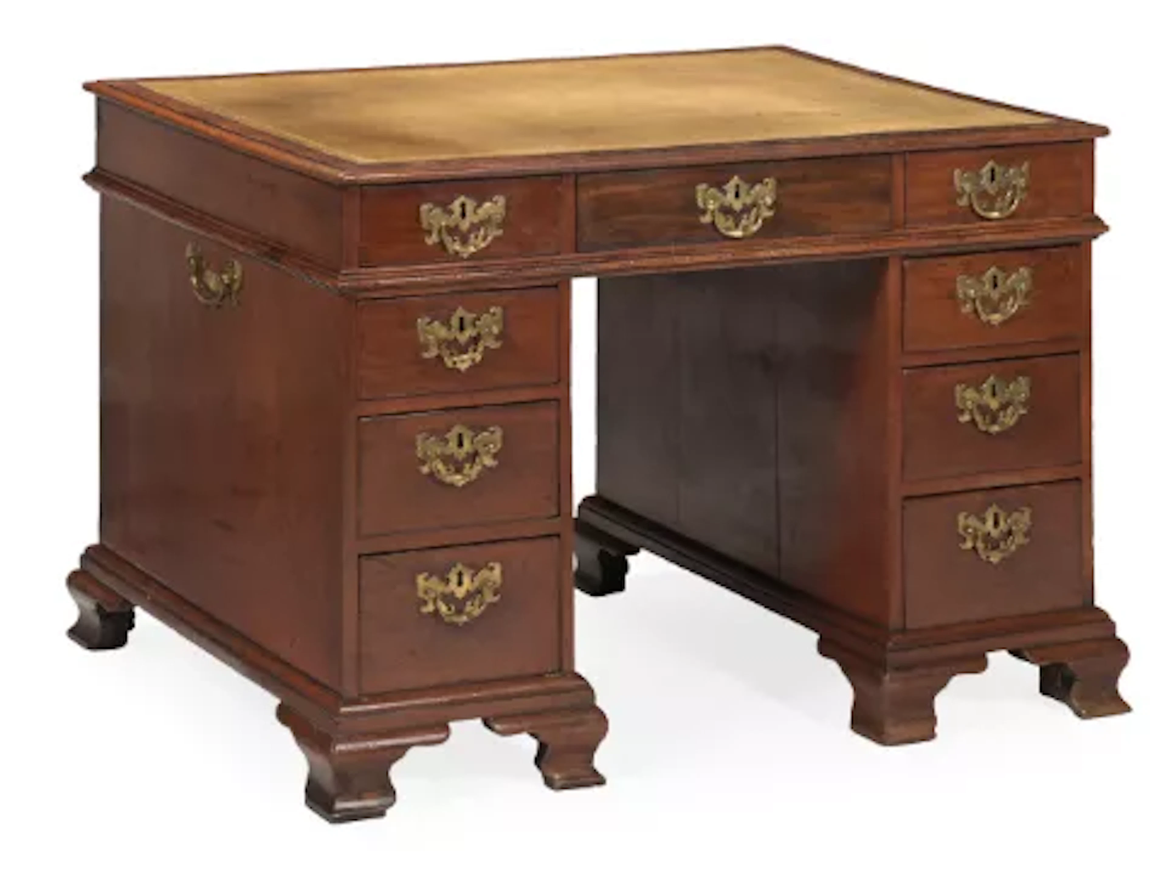 A GEORGE III MAHOGANY TWIN PEDESTAL DESK, CIRCA 1770
