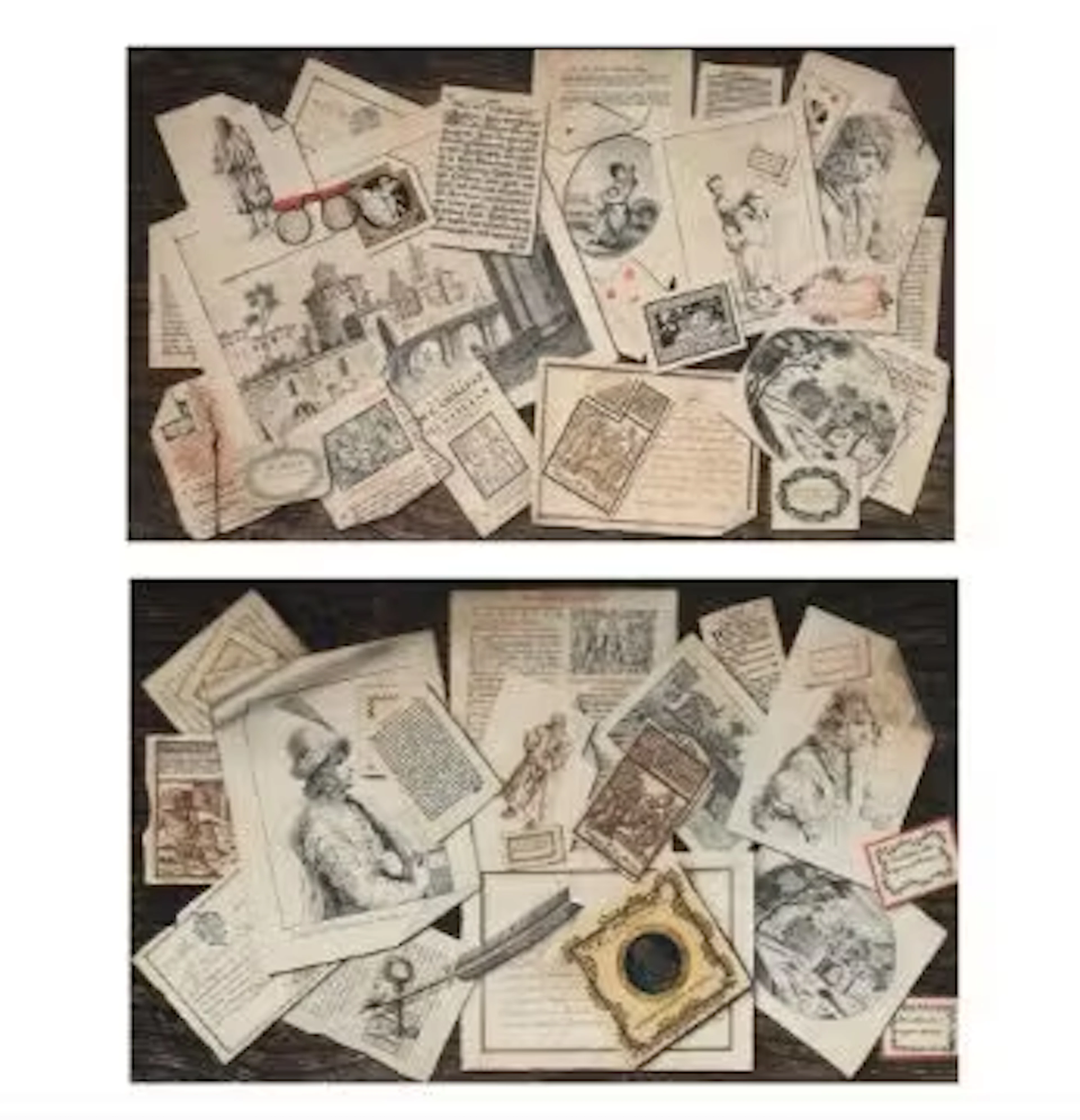 GIUSEPPE FAROLFI (ITALIAN LATE 18TH CENTURY), TWO TROMPE L'OEIL WITH PRINTS