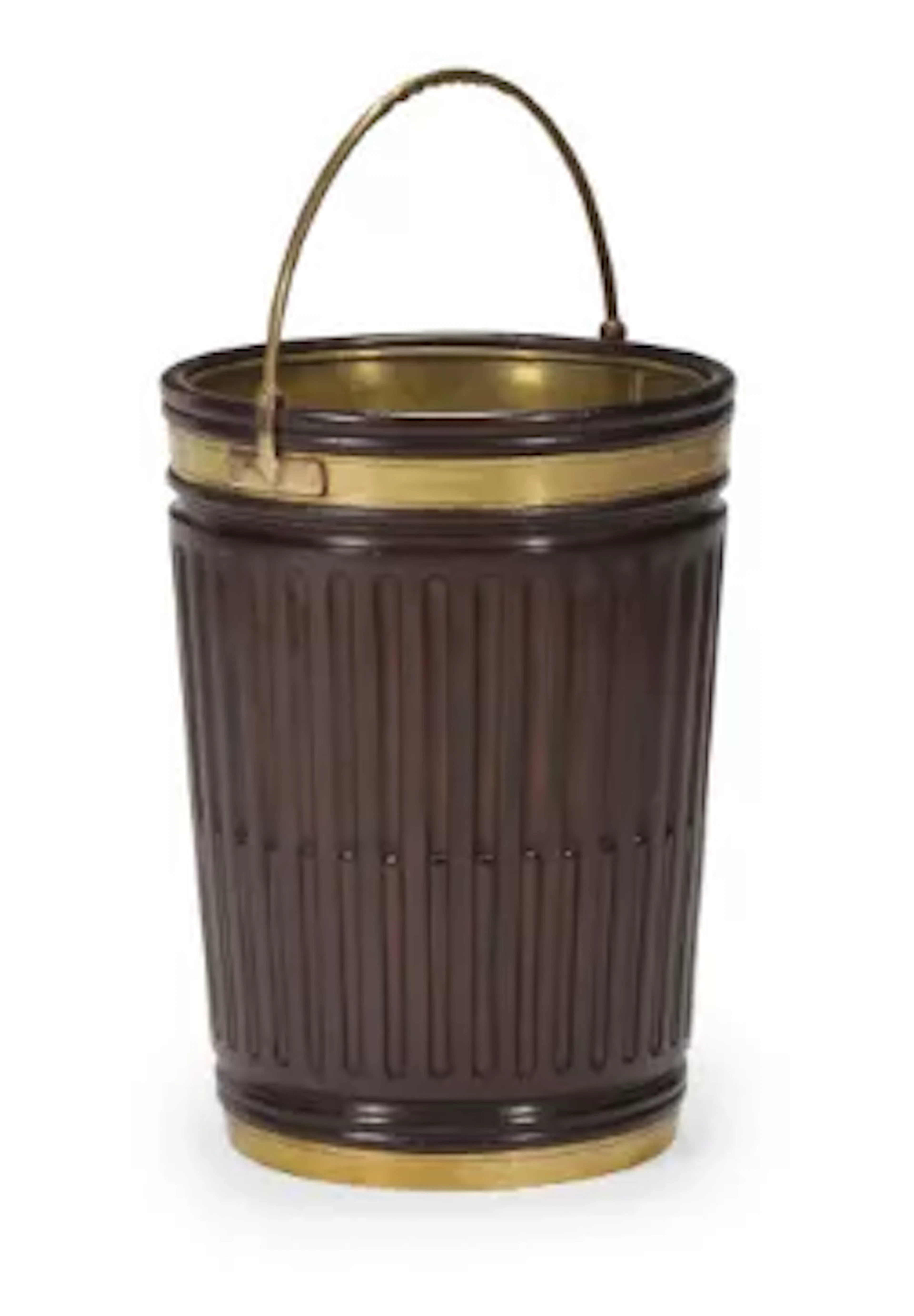 A MAHOGANY AND BRASS BOUND BUCKET, IN GEORGE III STYLE, CONTEMPORARY