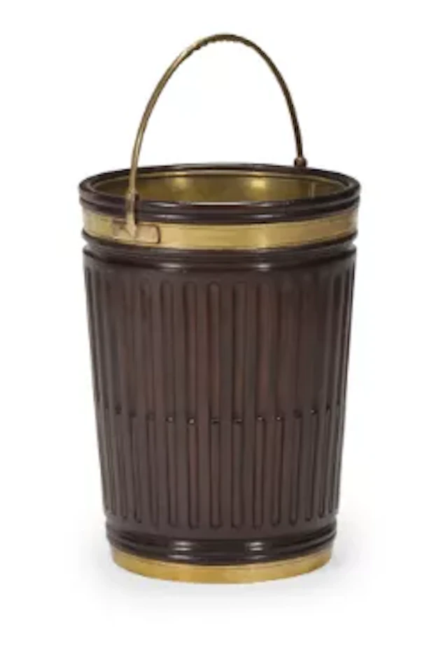 A MAHOGANY AND BRASS BOUND BUCKET, IN GEORGE III STYLE, CONTEMPORARY