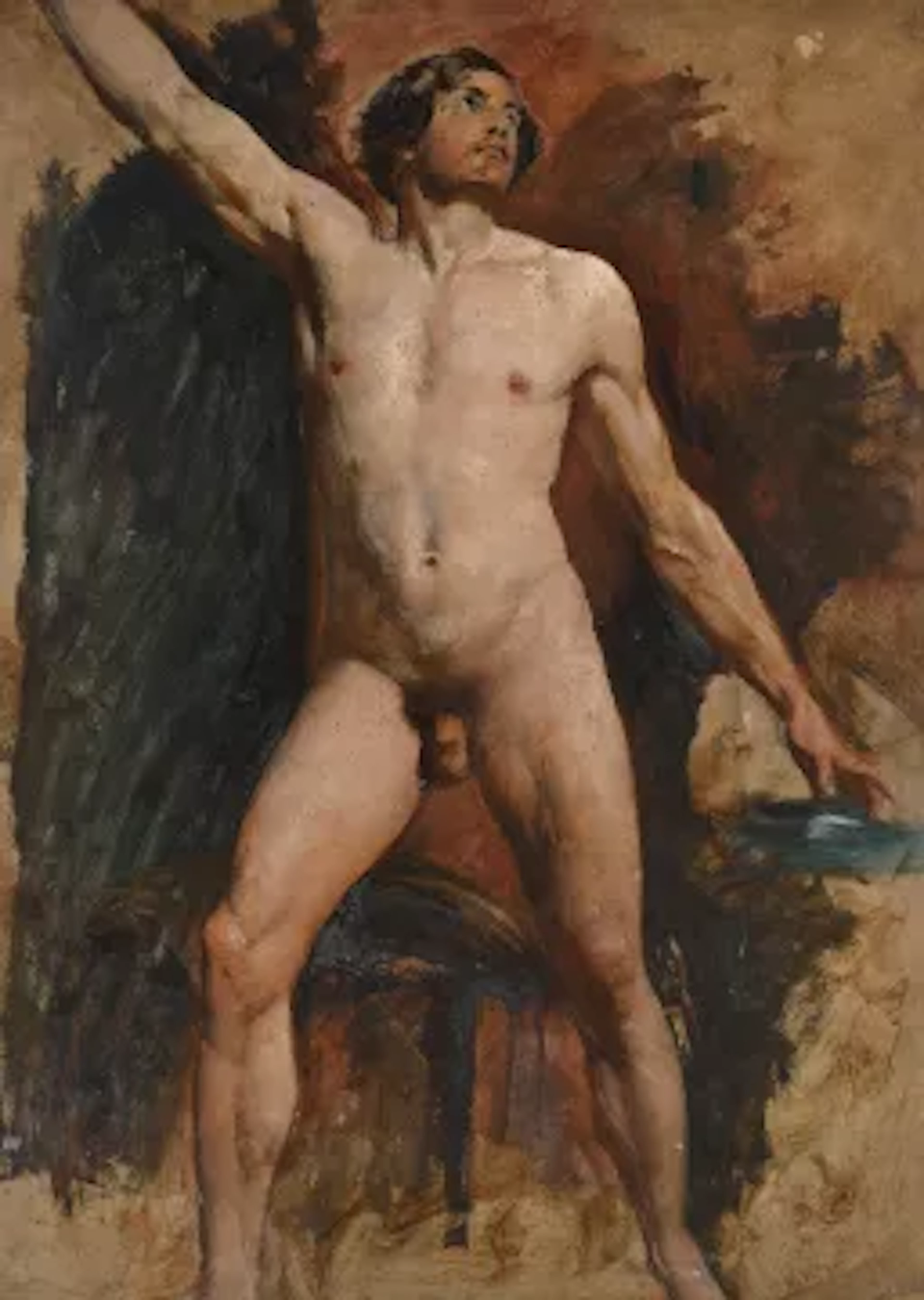 ATTRIBUTED TO WILLIAM ETTY (BRITISH 1787-1849), STUDY OF A MALE NUDE