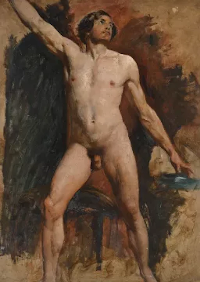 ATTRIBUTED TO WILLIAM ETTY (BRITISH 1787-1849), STUDY OF A MALE NUDE