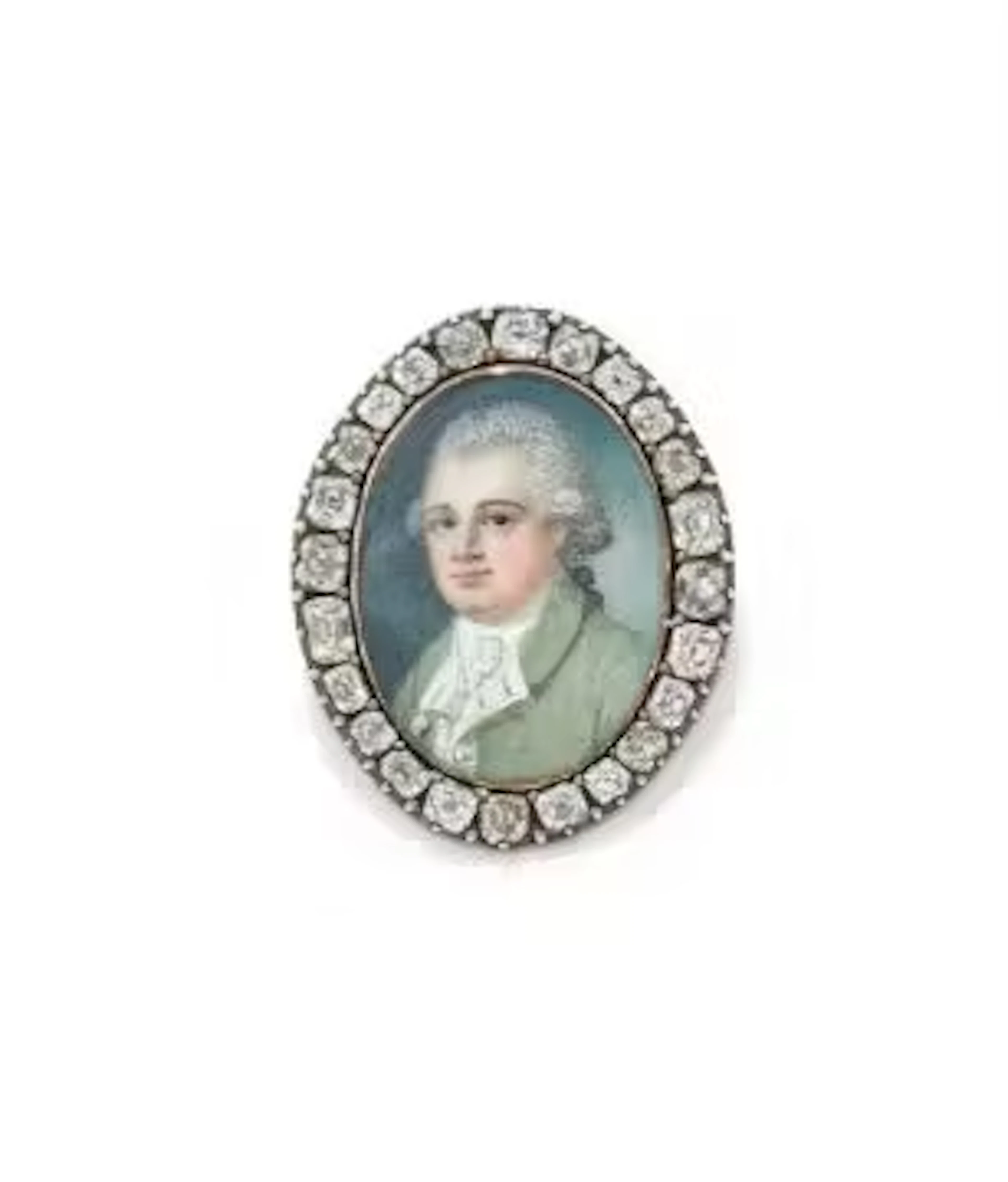 A GEORGIAN PORTRAIT MINIATURE AND DIAMOND PENDANT