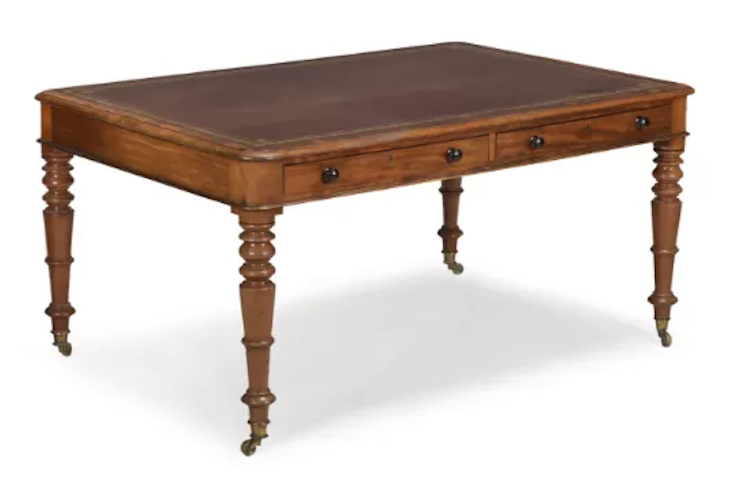 A WILLIAM IV MAHOGANY LIBRARY WRITING TABLE, CIRCA 1835