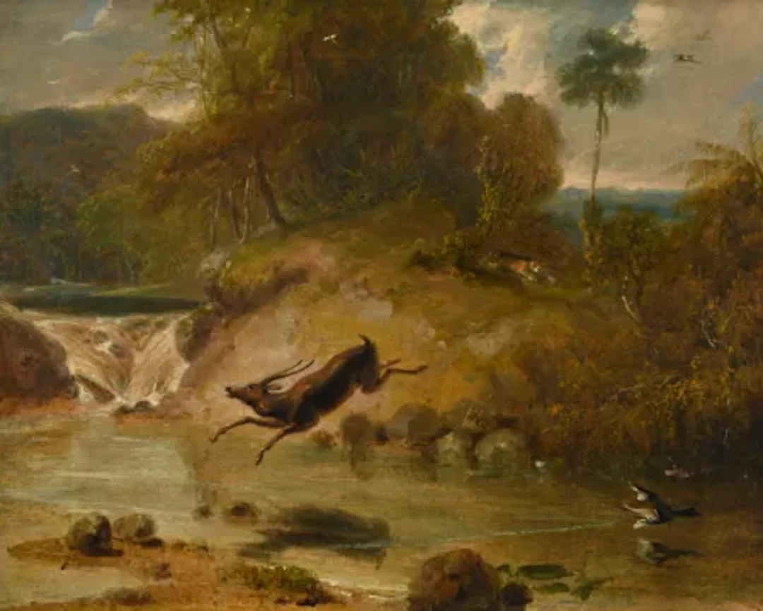 WILLIAM DANIELL (BRITISH 1769-1837), HILLY LANDSCAPE IN INDIA WITH
