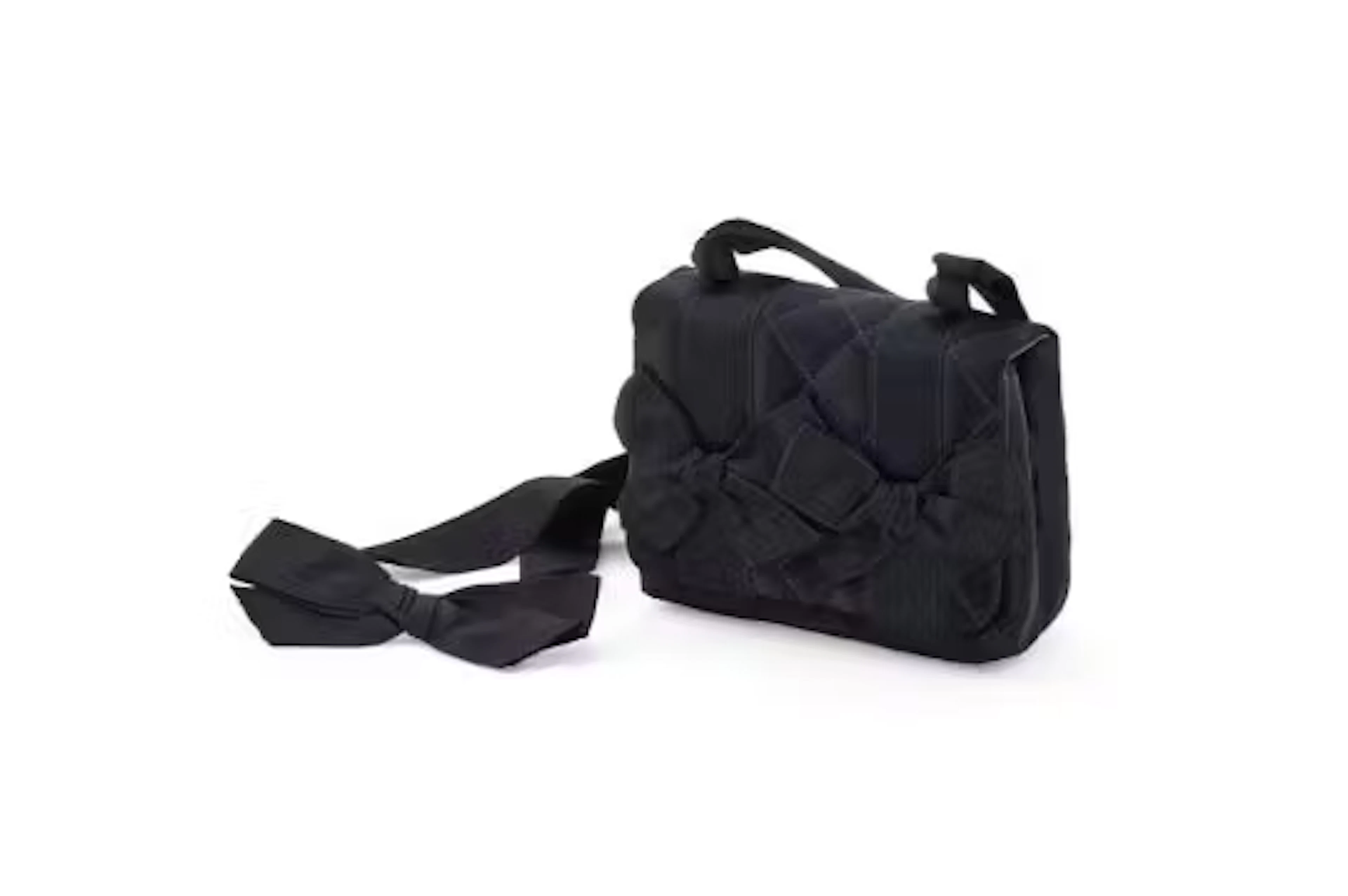 CHANEL, A BLACK SATIN BOW MINI BAG
