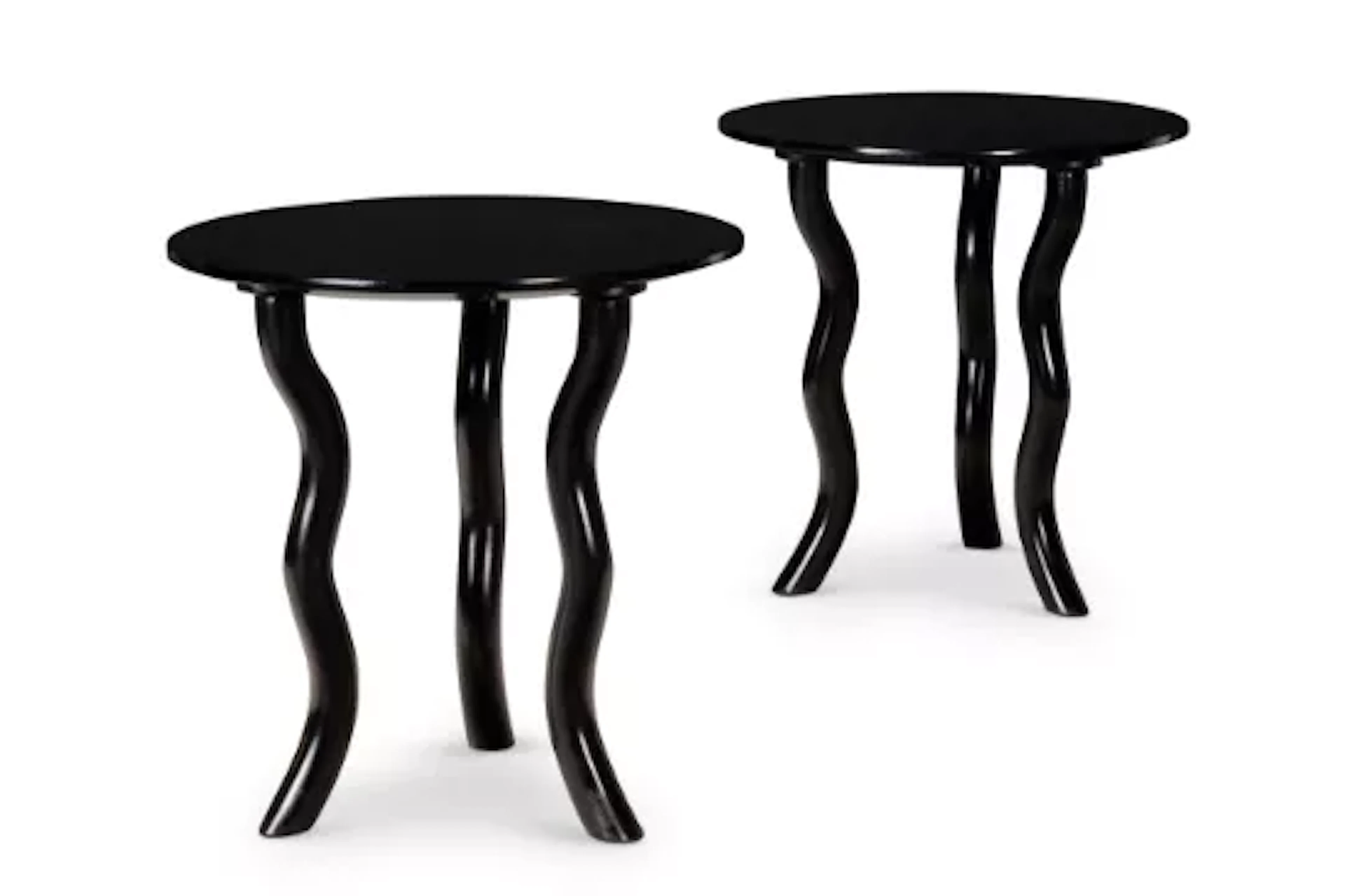 A PAIR OF EBONISED OCCASIONAL TABLES, BY ANDREW ALLFREE (B.1956)