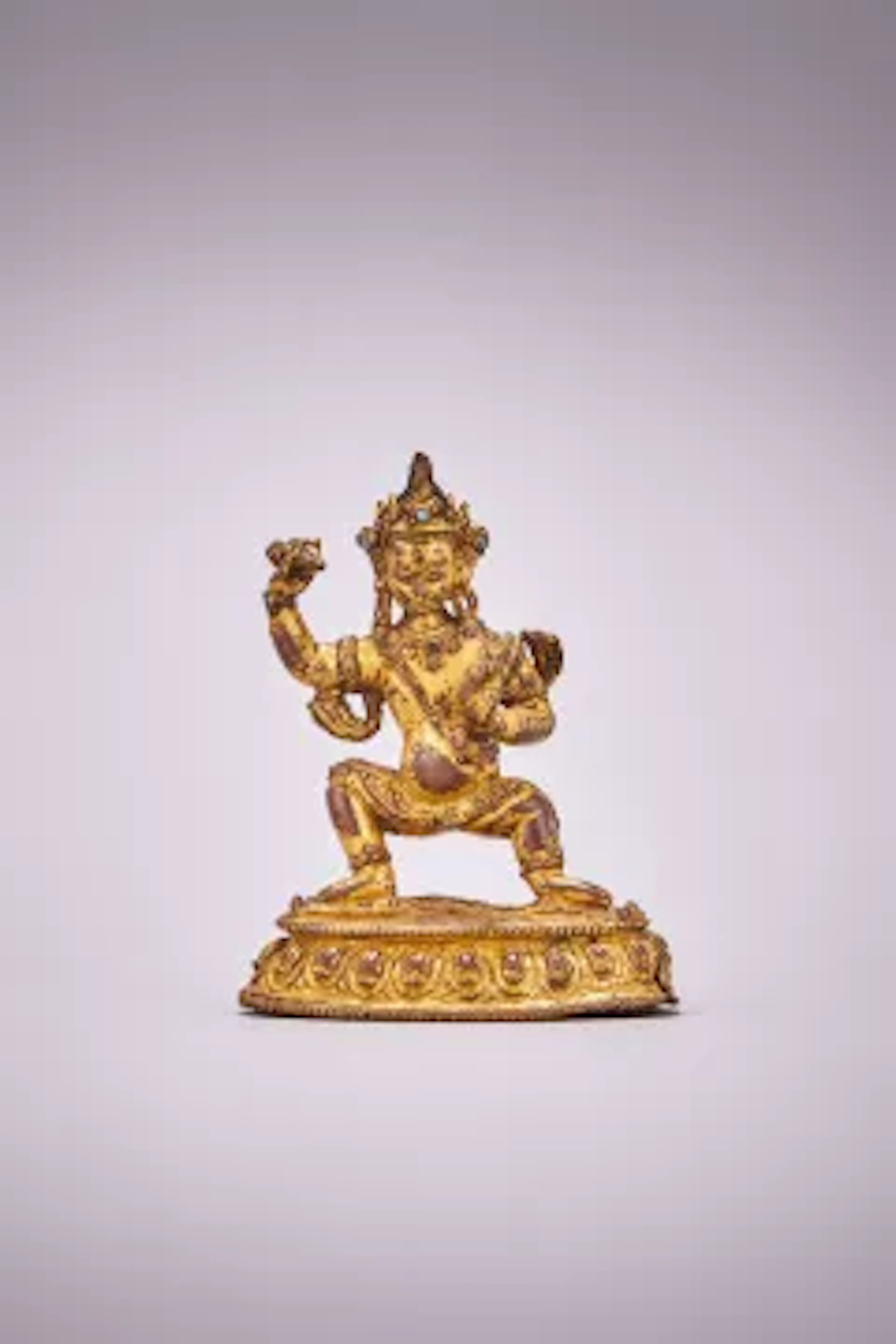 A Tibetan gilt-bronze figure of Vajrapani, 15th or 16th century