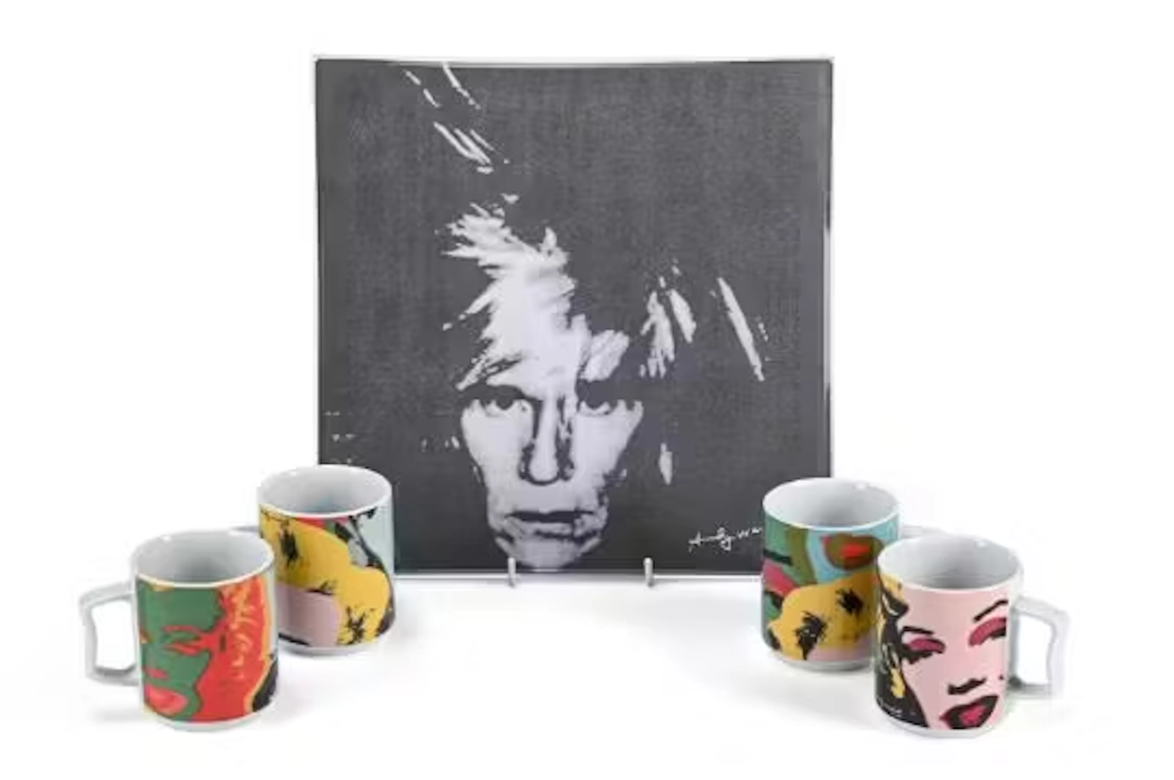 ANDY WARHOL (AMERICAN, 1928-1987), SQUARE GLASS PICTORIAL AND FOUR