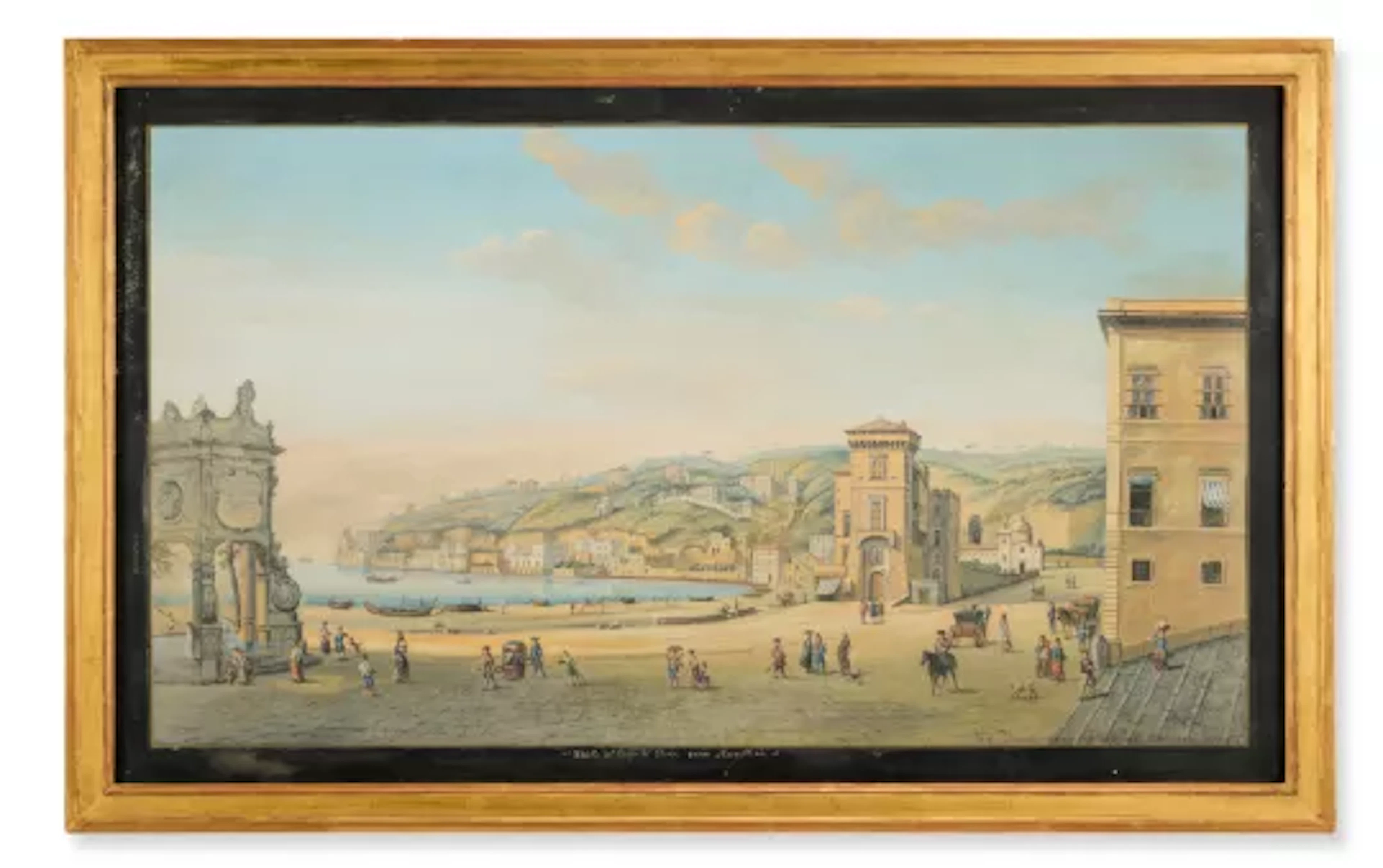 AFTER ANTONIO JOLI, VIEW OF SANTA LUCIA, NAPLES; AND VIEW OF THE VILLAGE