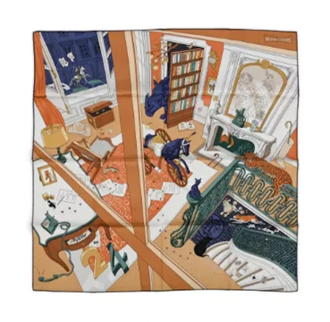 HERMÈS, MYSTERE AU 24, A SILK SCARF