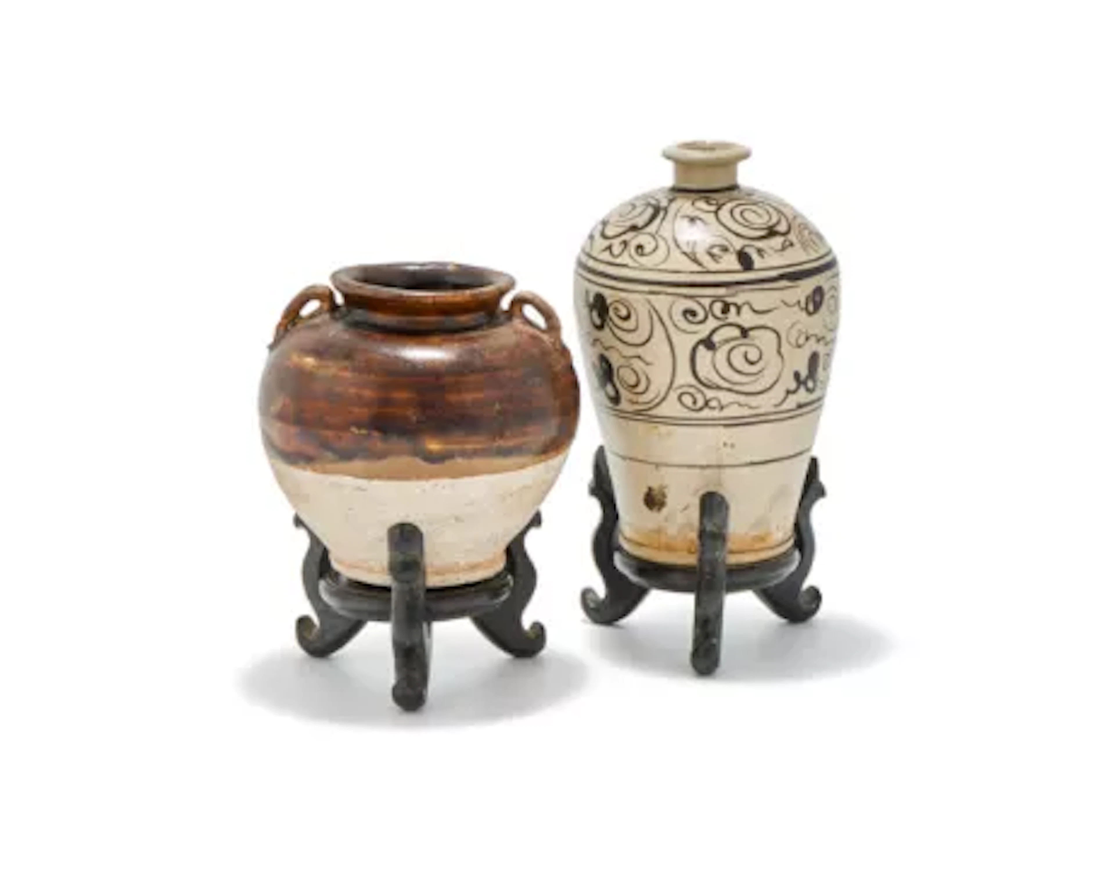 A small Chinese Cizhou-type meiping vase, Yuan Dynasty (1271-1368)