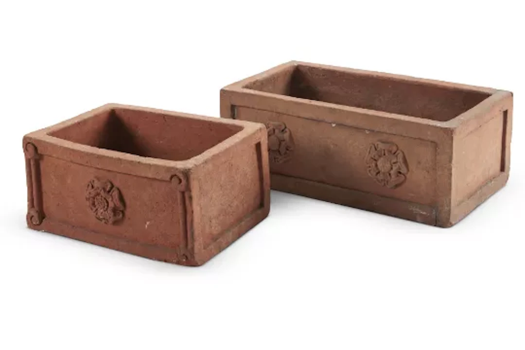 TWO COMPTON POTTERY TERRACOTTA WINDOW BOXES, 20TH CENTURY