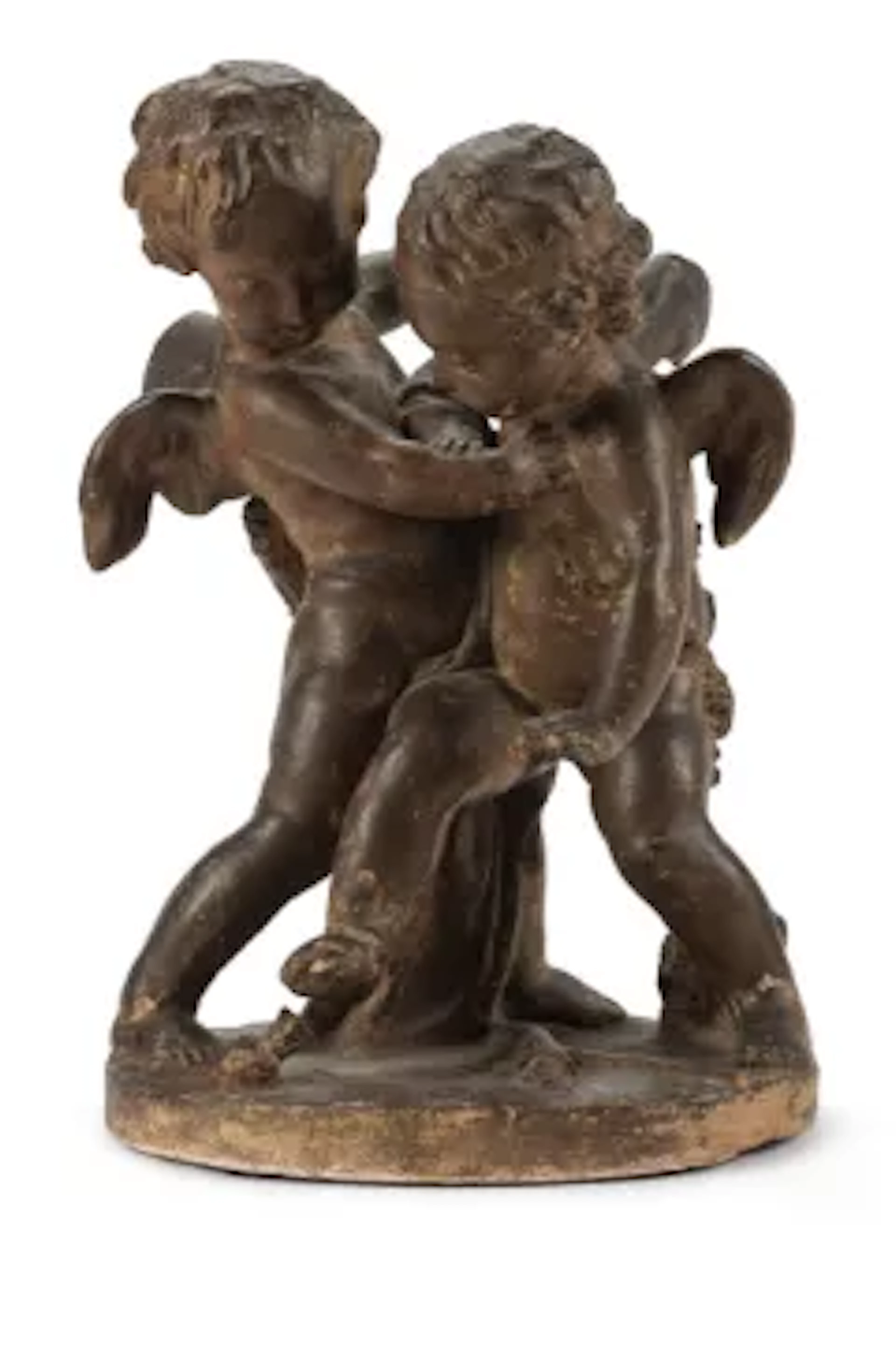 A TERRACOTTA SCULPTURE OF TUSSLING CHERUBS, FRENCH, 19TH CENTURY