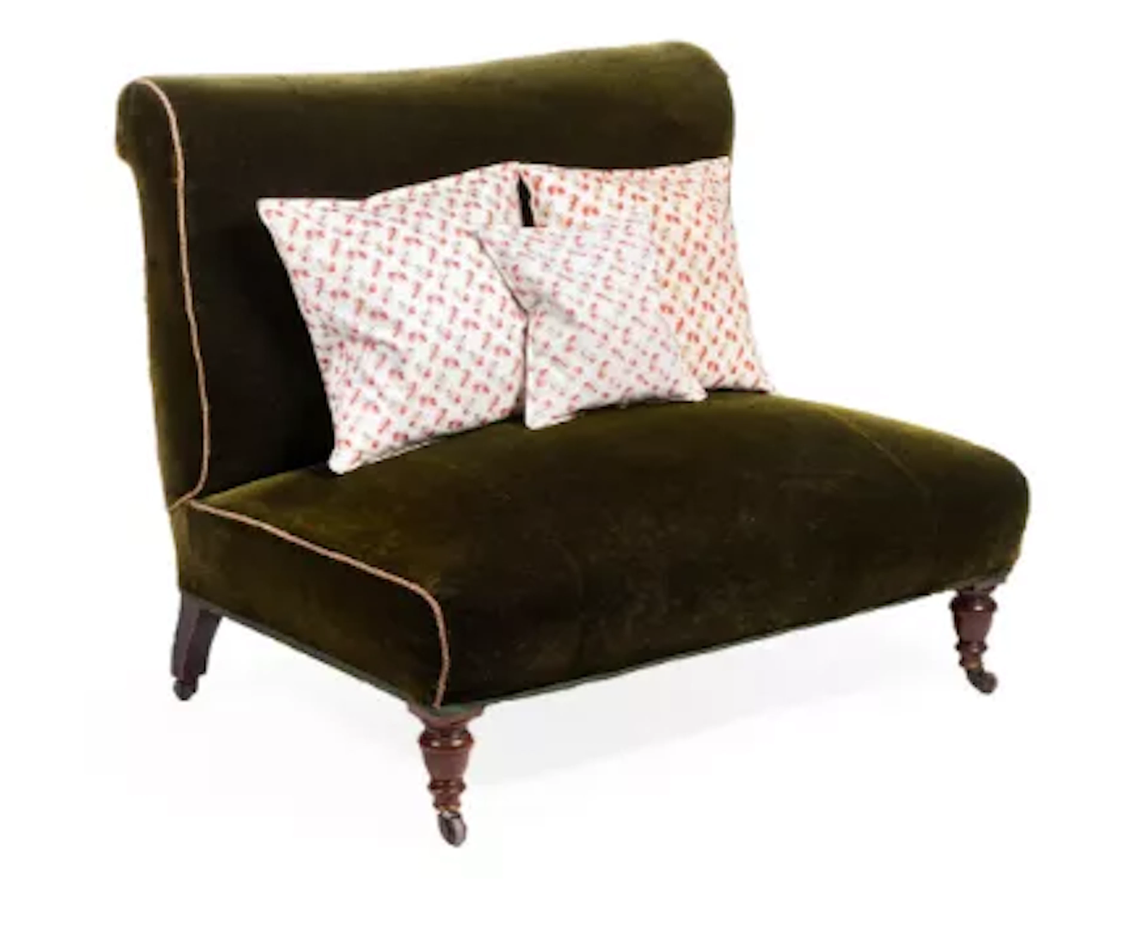 A VICTORIAN MAHOGANY SMALL SOFA, SECOND HALF 19TH CENTURY