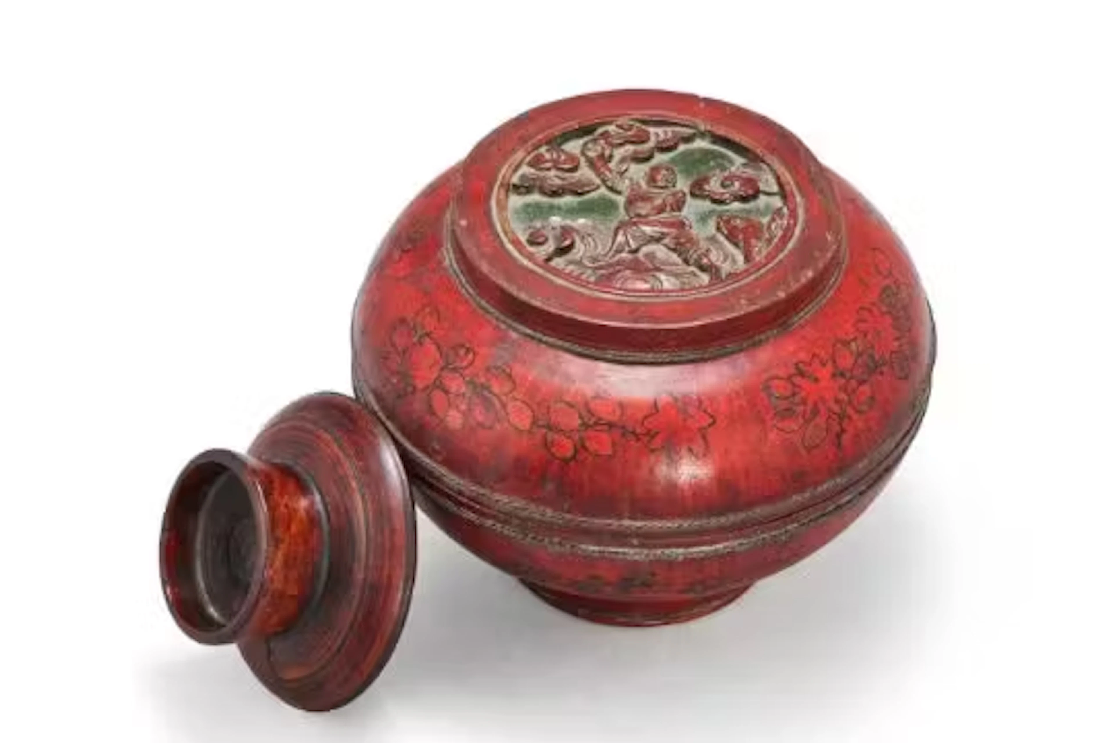 A Chinese red lacquer box and cover