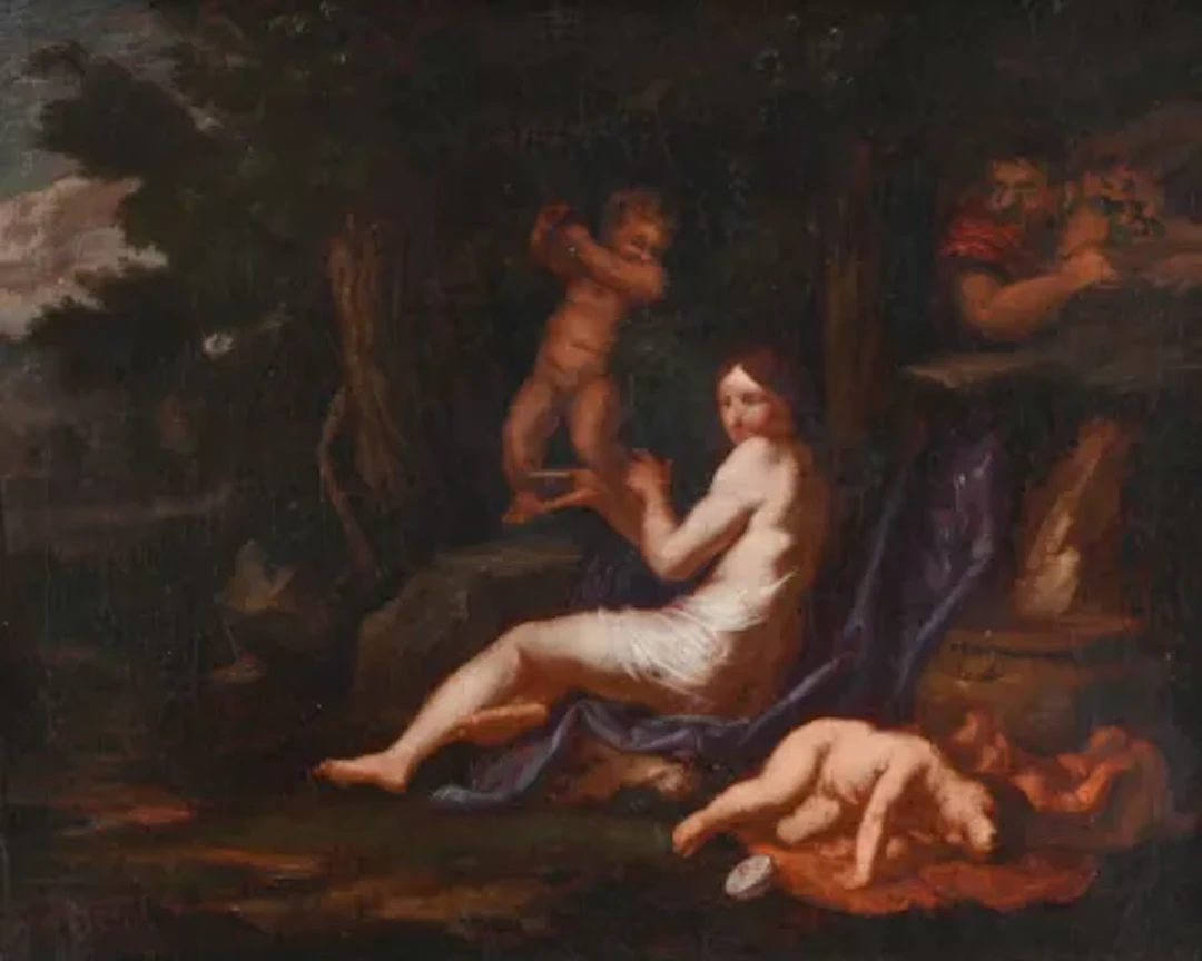 MANNER OF NICOLAS POUSSIN, WOODLAND NYMPH IN AN ARCADIAN LANDSCAPE