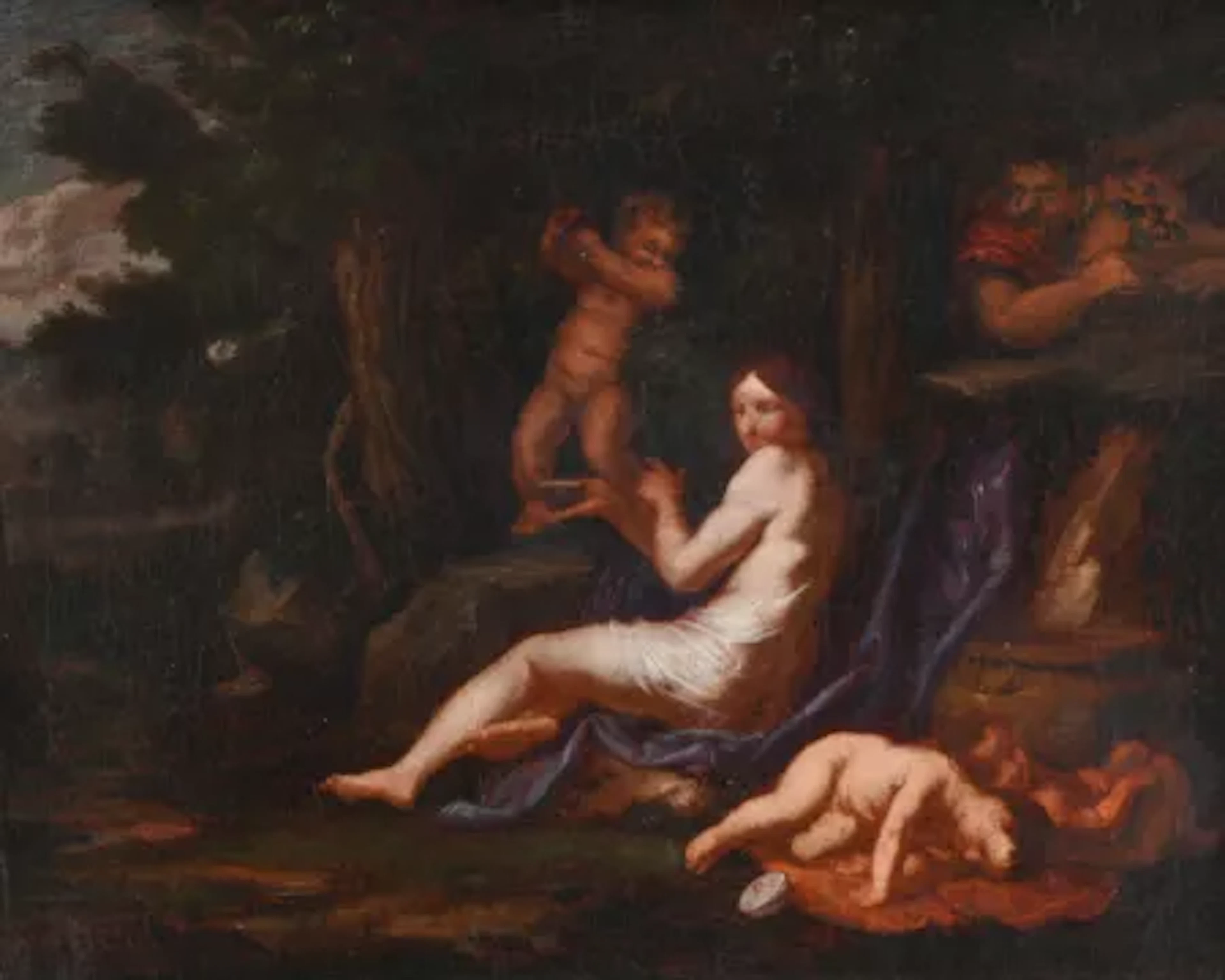 MANNER OF NICOLAS POUSSIN, WOODLAND NYMPH IN AN ARCADIAN LANDSCAPE
