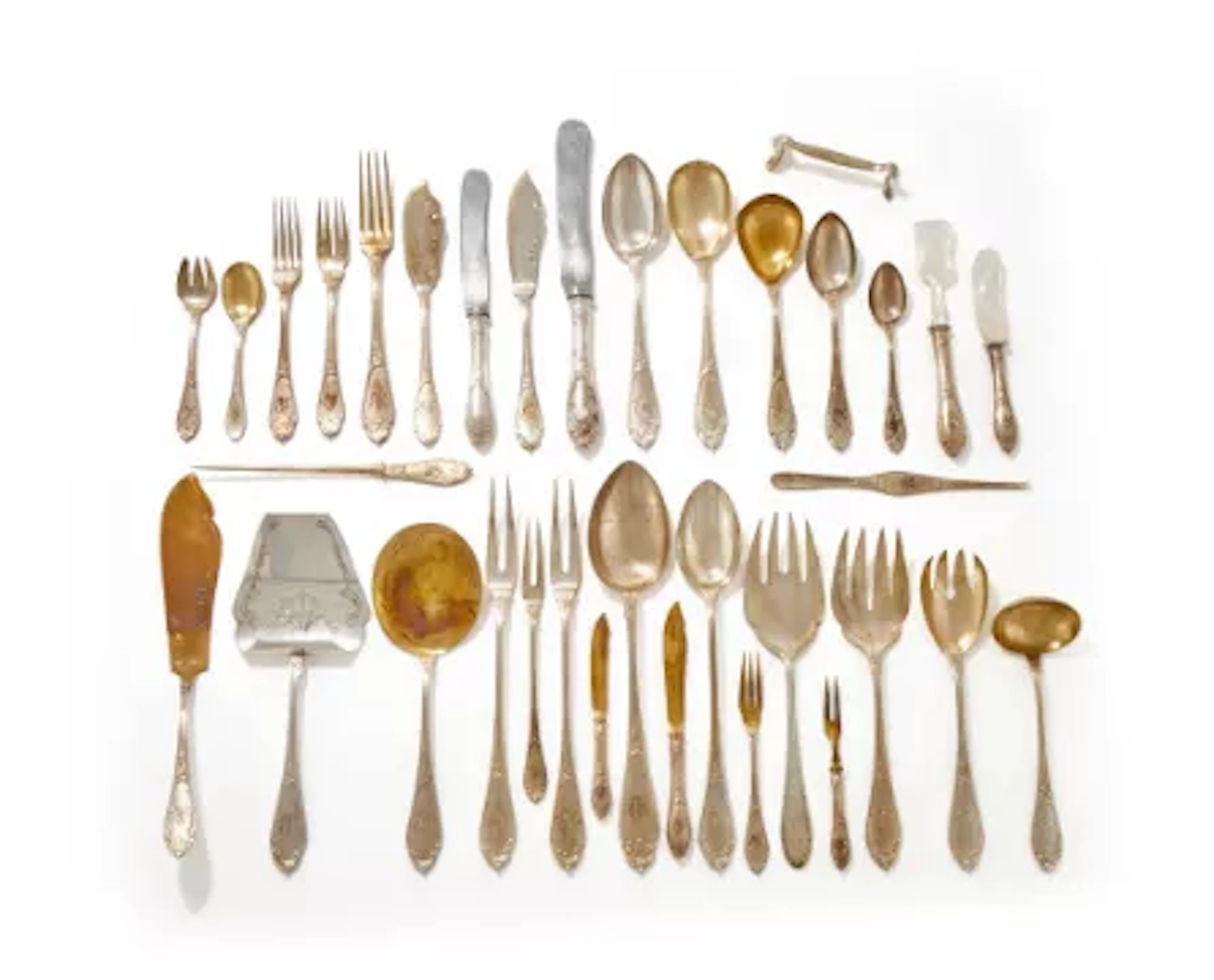 Y A VERY EXTENSIVE GERMAN SILVER BAROQUE/ROCOCO PATTERN CUTLERY SERVICE