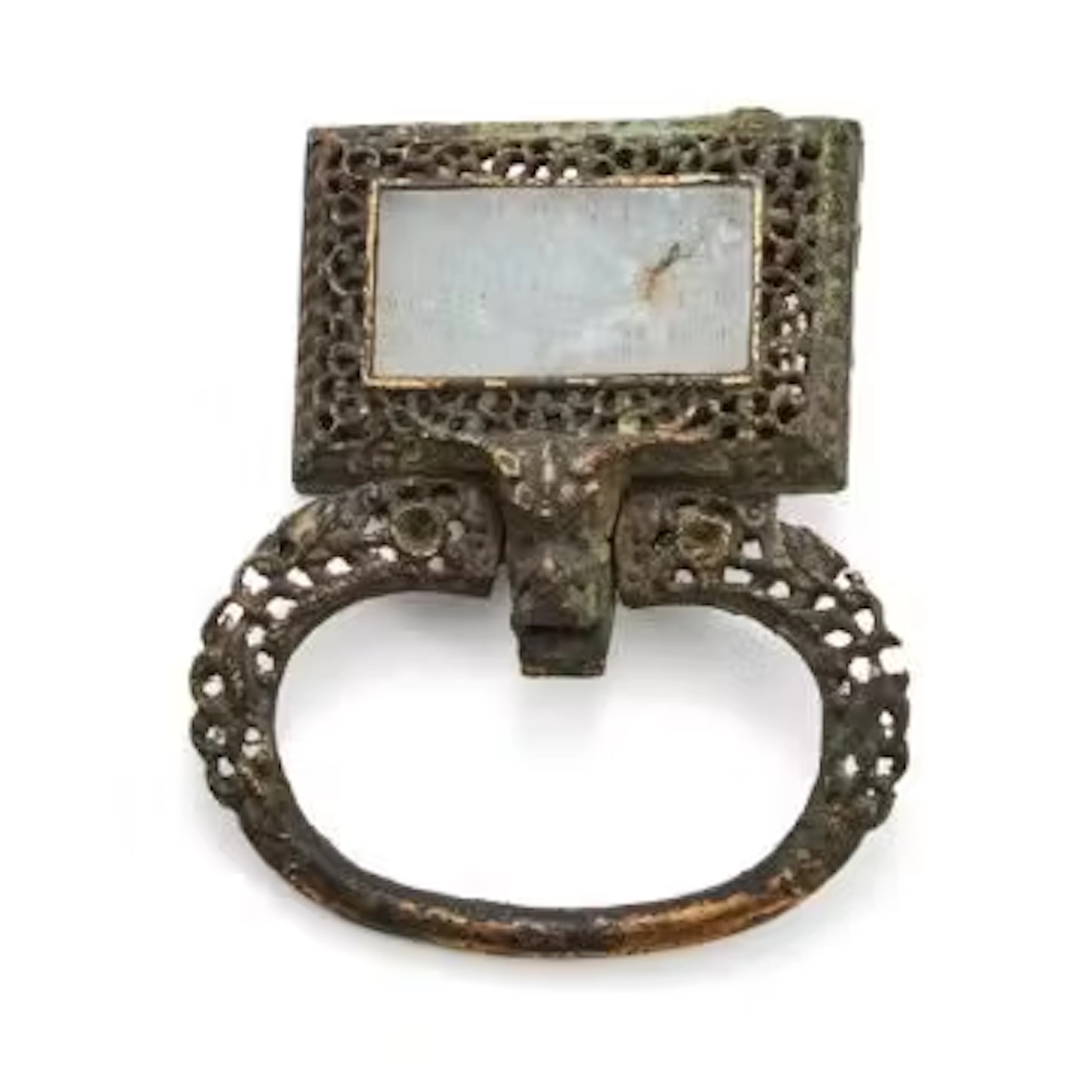 A rare Chinese reticulated gilt bronze belt buckle