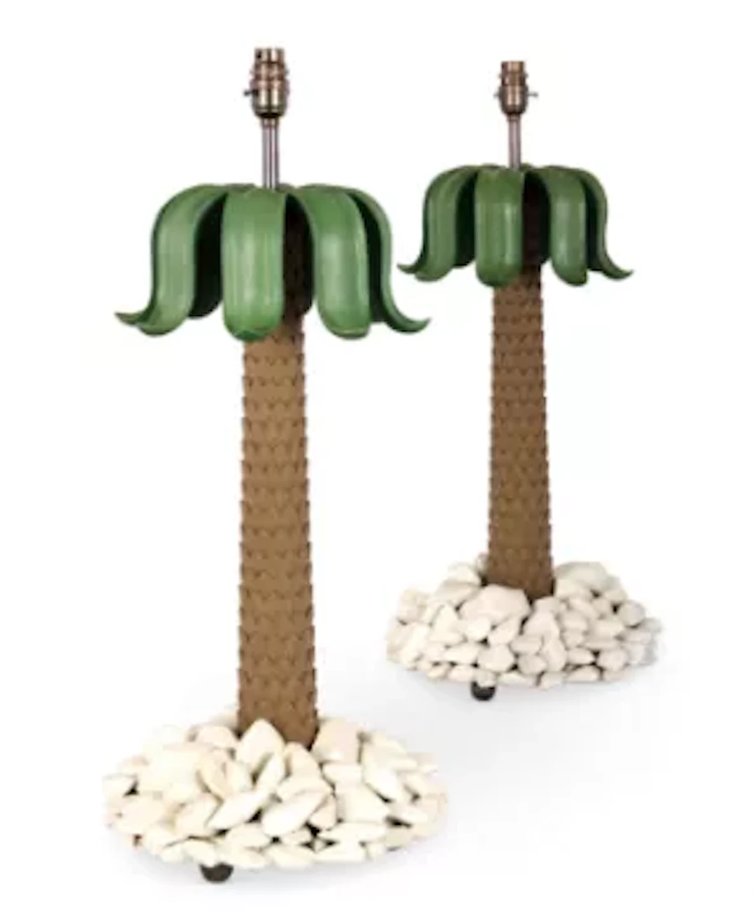 A PAIR OF PAINTED WOOD LAMPS IN THE FORM OF PALM TREES, MODERN, BY