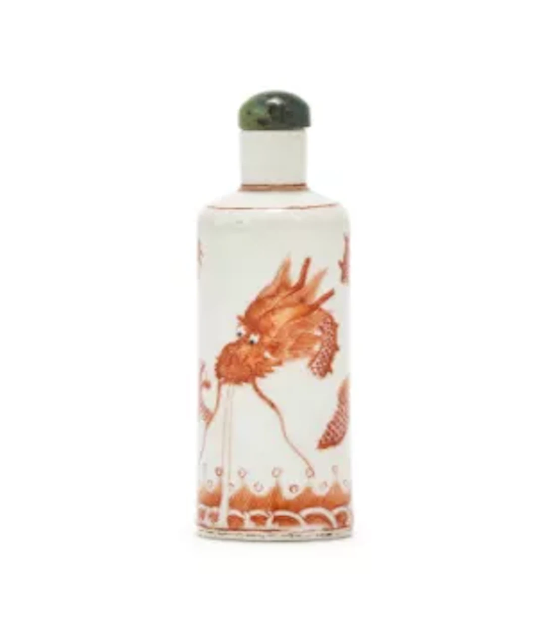 A Chinese incised and iron red 'Dragon and waves' snuff bottle, 19th century