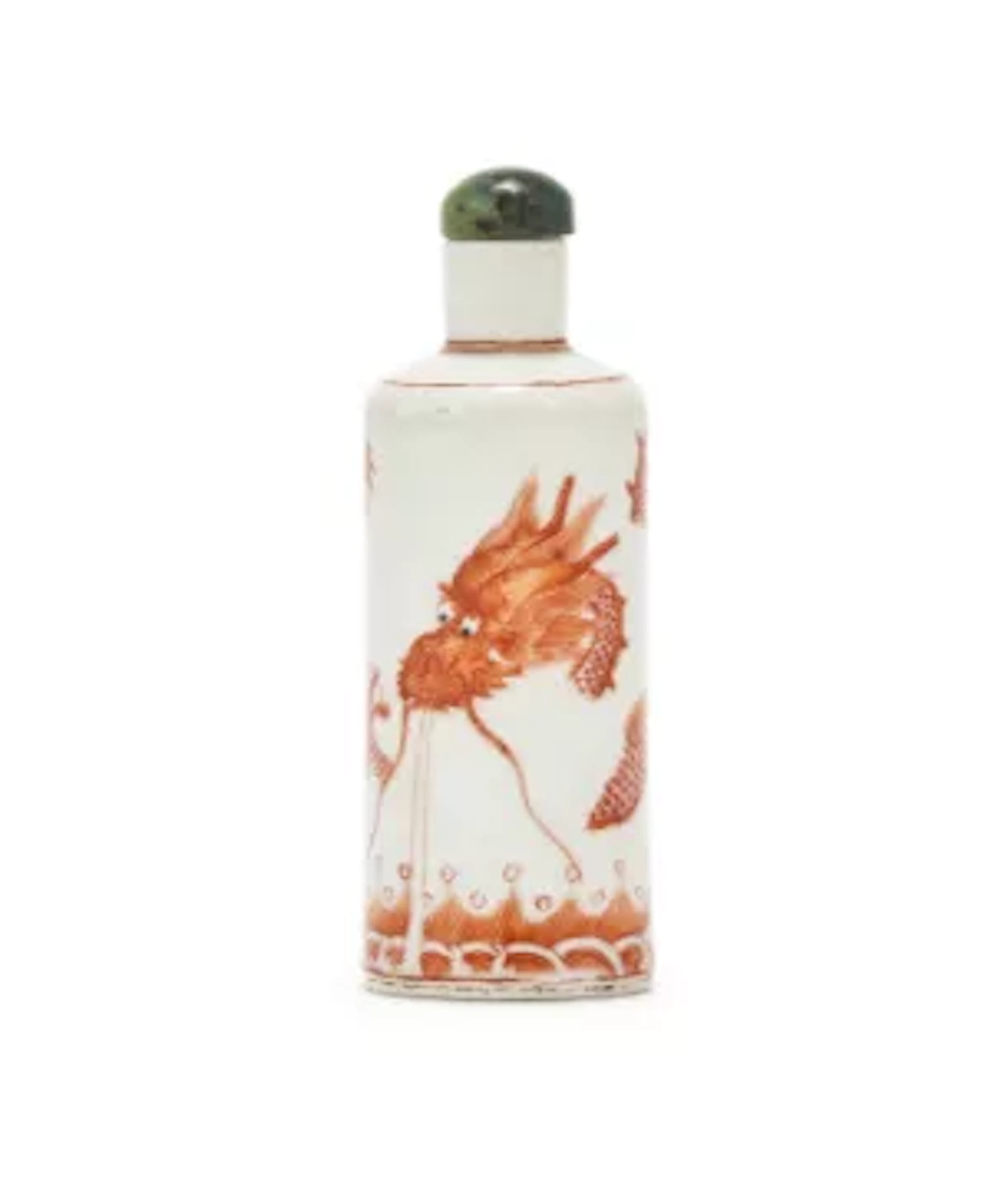 A Chinese incised and iron red 'Dragon and waves' snuff bottle, 19th century