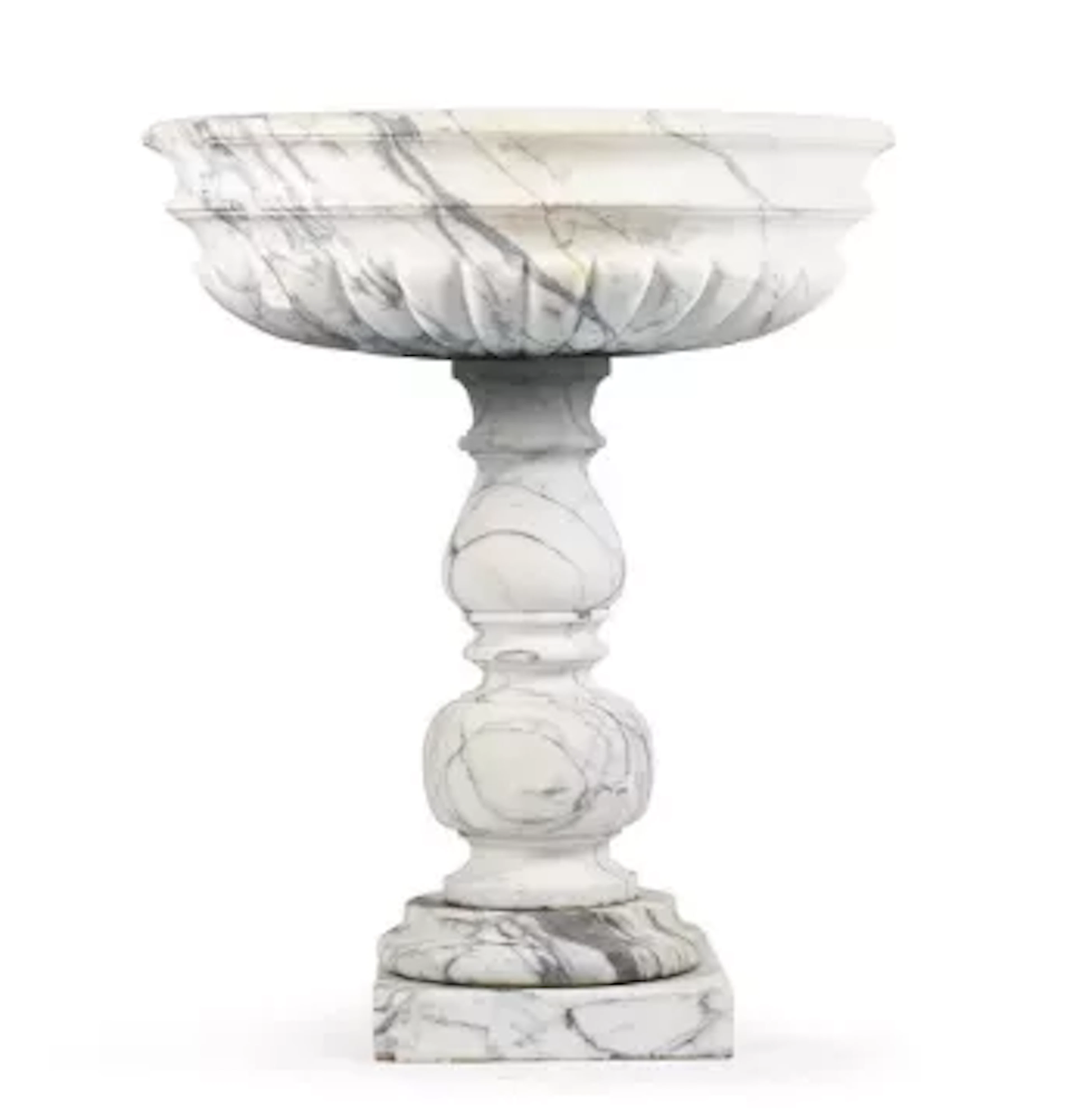 A LARGE VARIEGATED WHITE MARBLE BOWL OR CISTERN, 19TH CENTURY