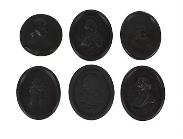 A COLLECTION OF VARIOUS OTHER BLACK BASALT OVAL PORTRAIT PLAQUES OF
