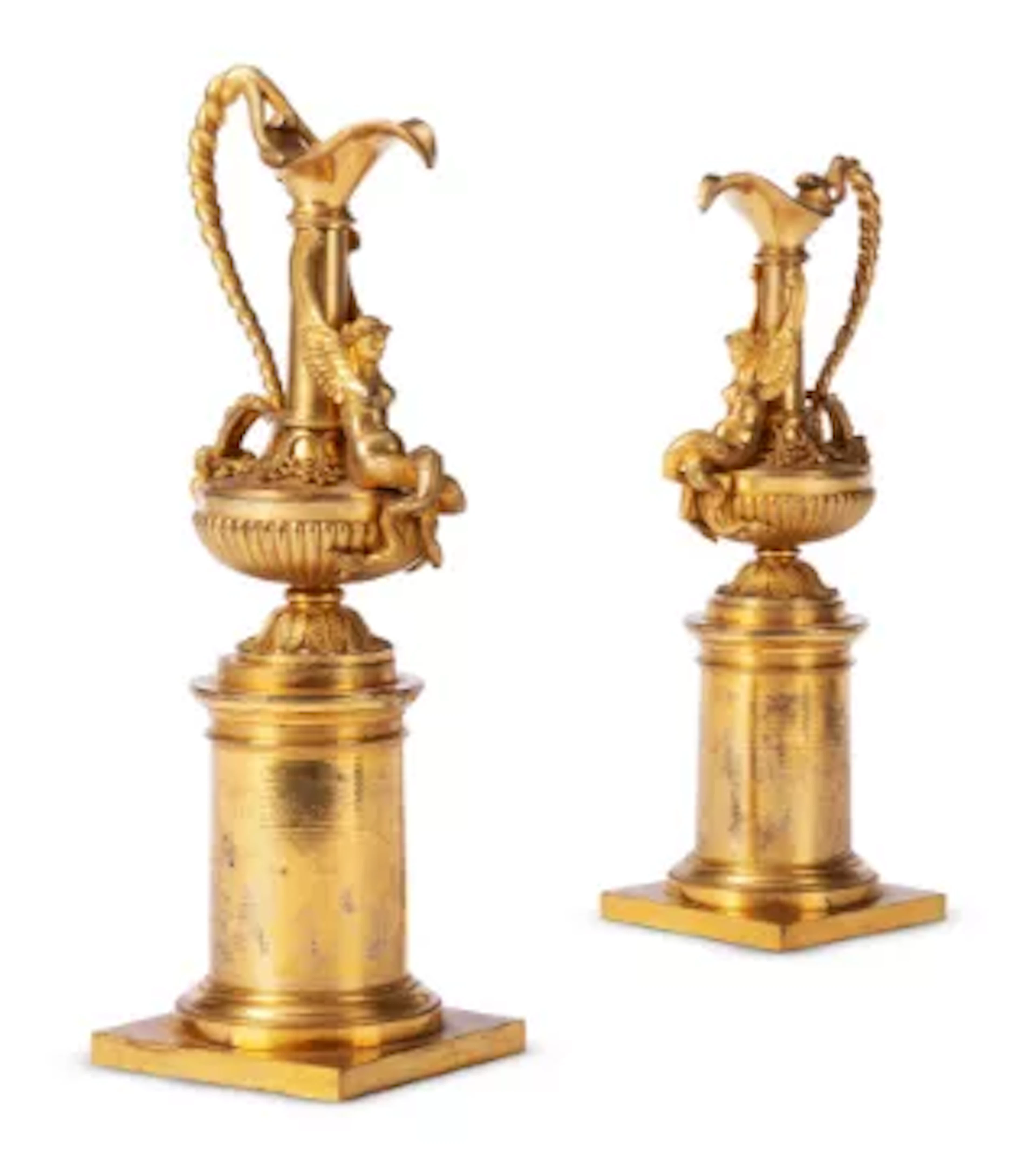 A PAIR OF LOUIS XVI ORMOLU FLAGONS, CIRCA 1780