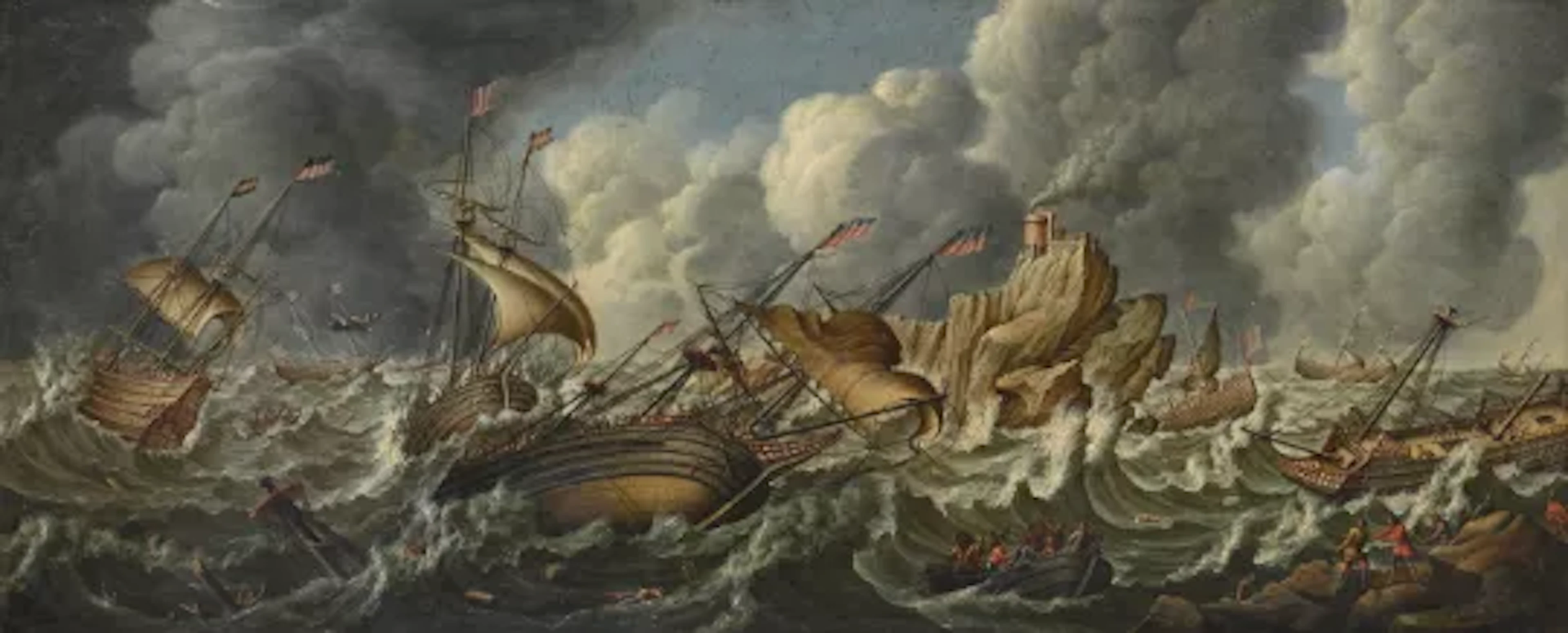 MANNER OF PIERRE PUGET, SHIPPING OFF THE COAST IN A TEMPEST