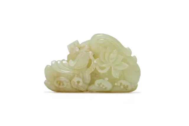 A Chinese celadon carving of Mandarin duck, Qing dynasty, 18th or 19th century