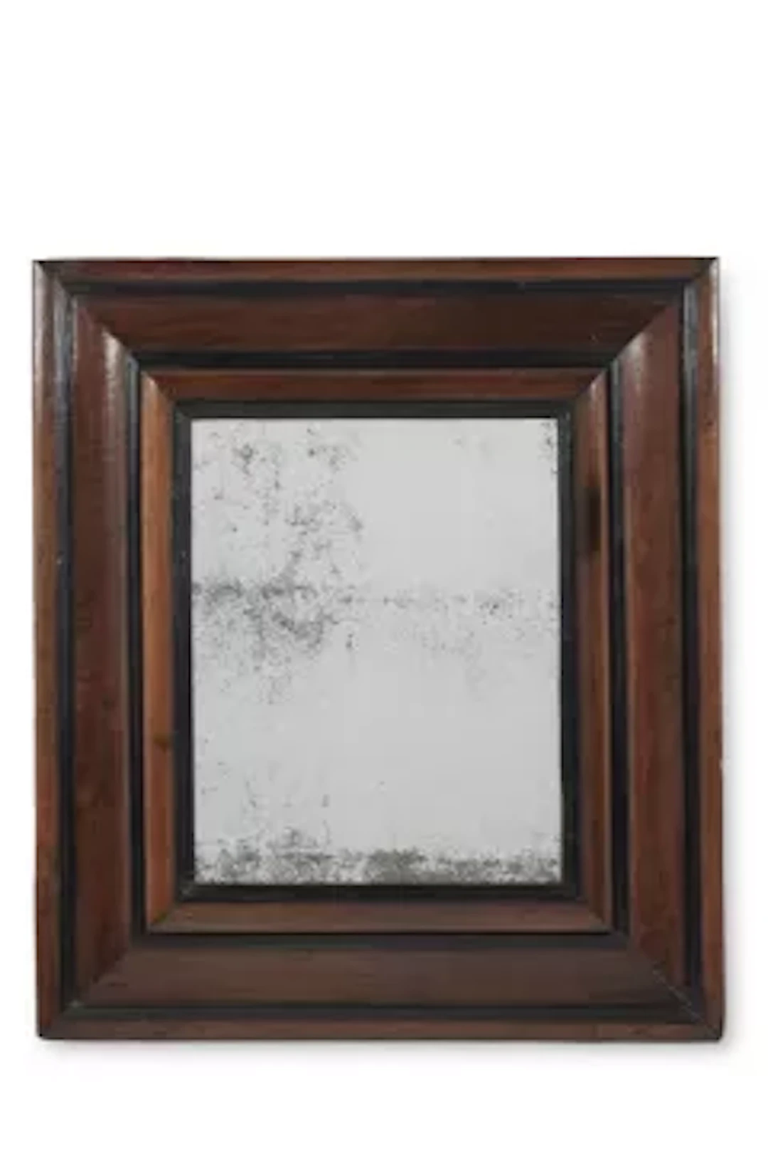 A WALNUT AND EBONISED FRAMED MIRROR, 19TH CENTURY